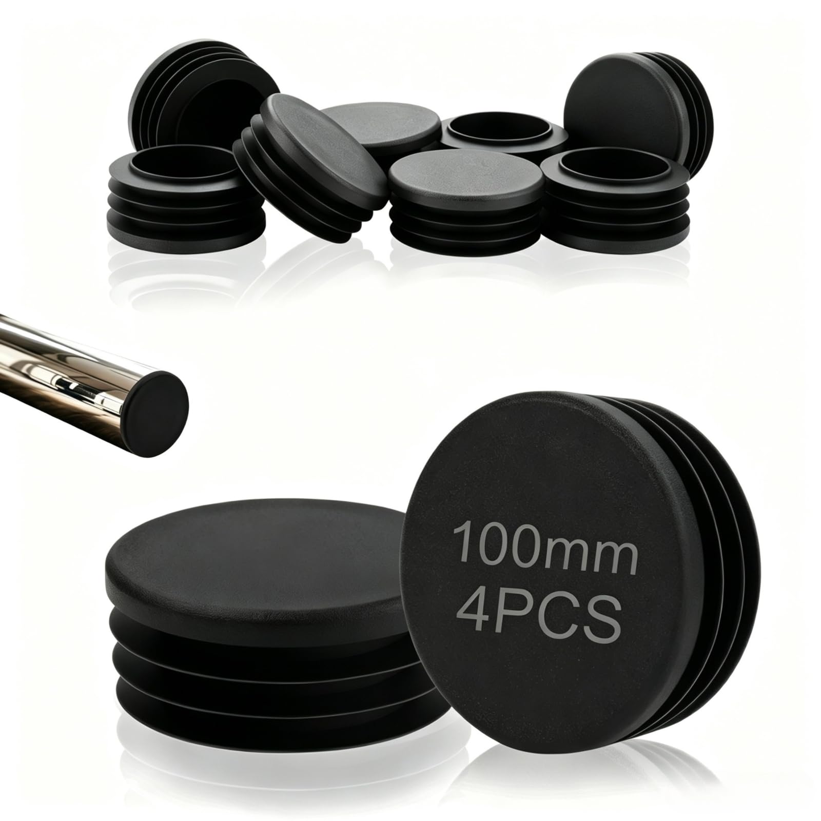 TXXATX 100mm End Cap, 4 Pcs Plastic End Caps Round Reusable Tube Inserts