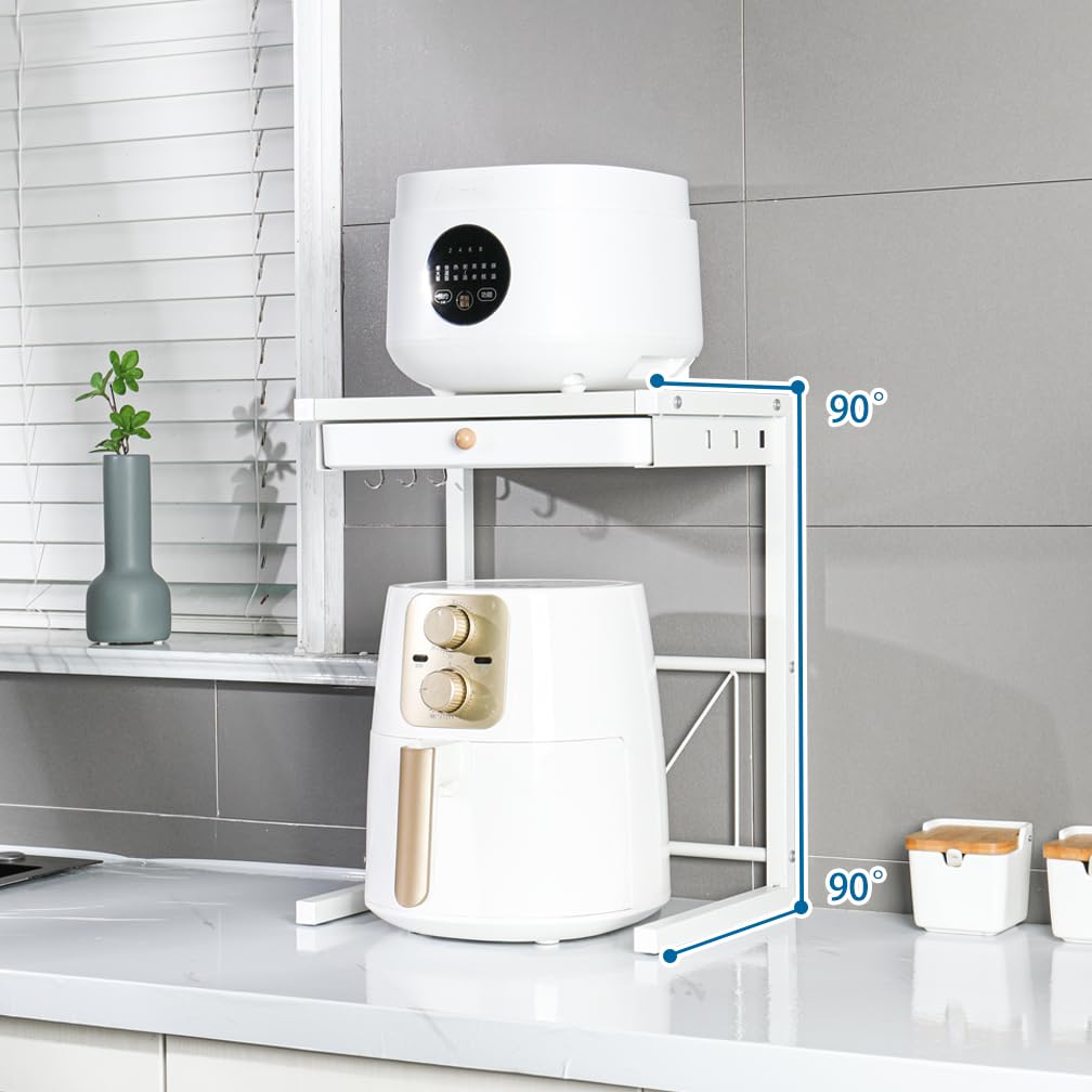 Hershii Friggitrice ad Aria Mensole Cucina Organizzatore Ripiani Scaffale da Cucina per la Dispensa e l'armadio (47x28x36cm with drawer, White)