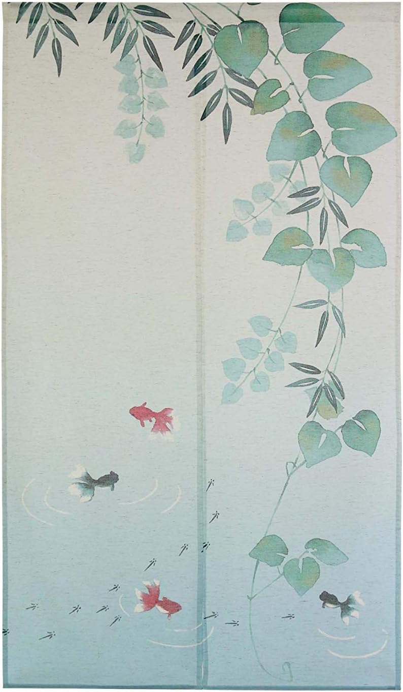 NarumiJapanese Noren Doorway Curtain Tapestry Goldfish with Ivy Pattern W33.46 × H59.06 from Japan 9016