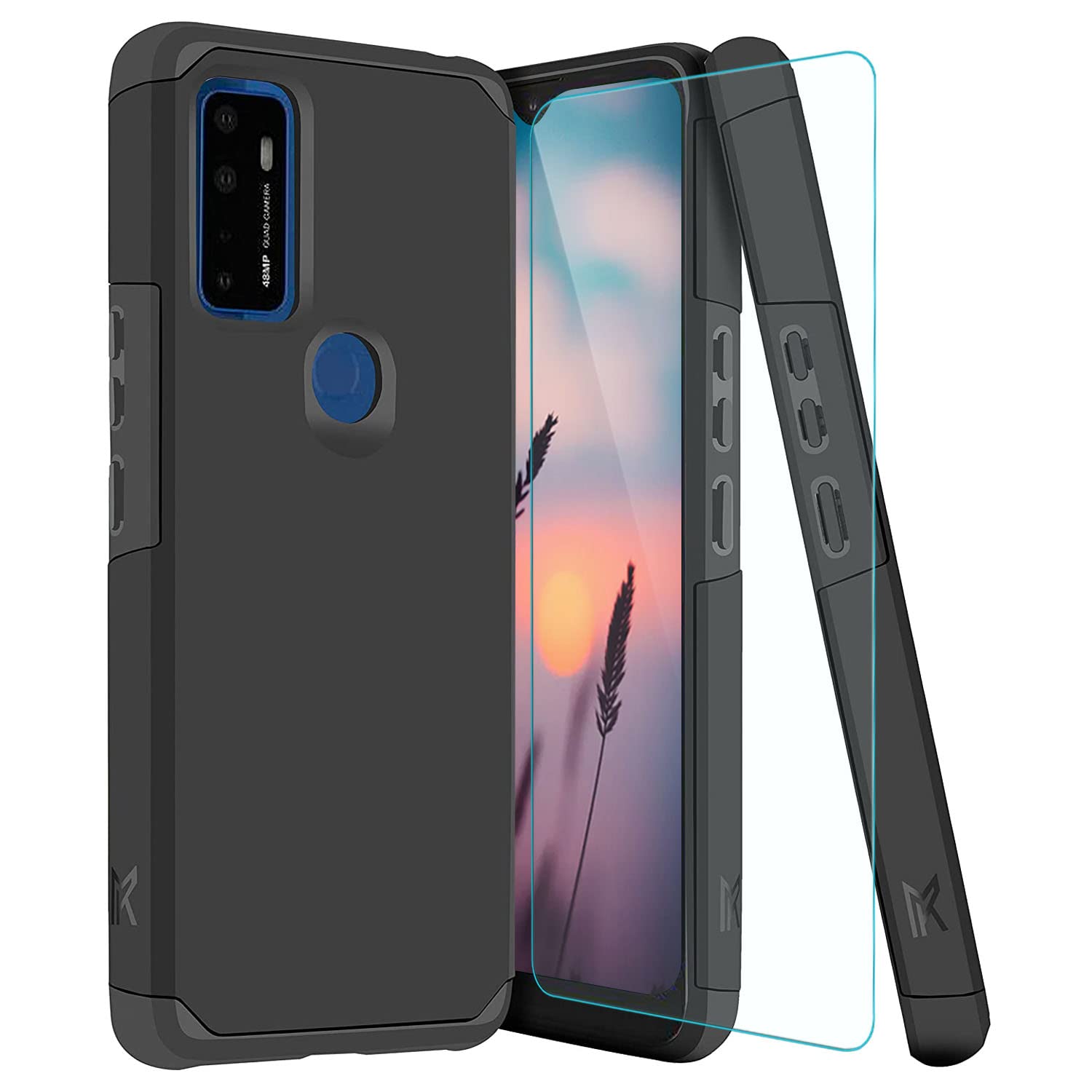 TJS Compatible with AT&T Radiant Max 5G Dream 5G/Cricket  Innovate 5G/AT&T Fusion 5G Case, with Tempered Glass Screen Protector, Dual 
