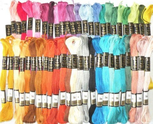 New 50 Anchor Cross Stitch Skeins Cotton Embroidery Thread Floss Assorted Colours