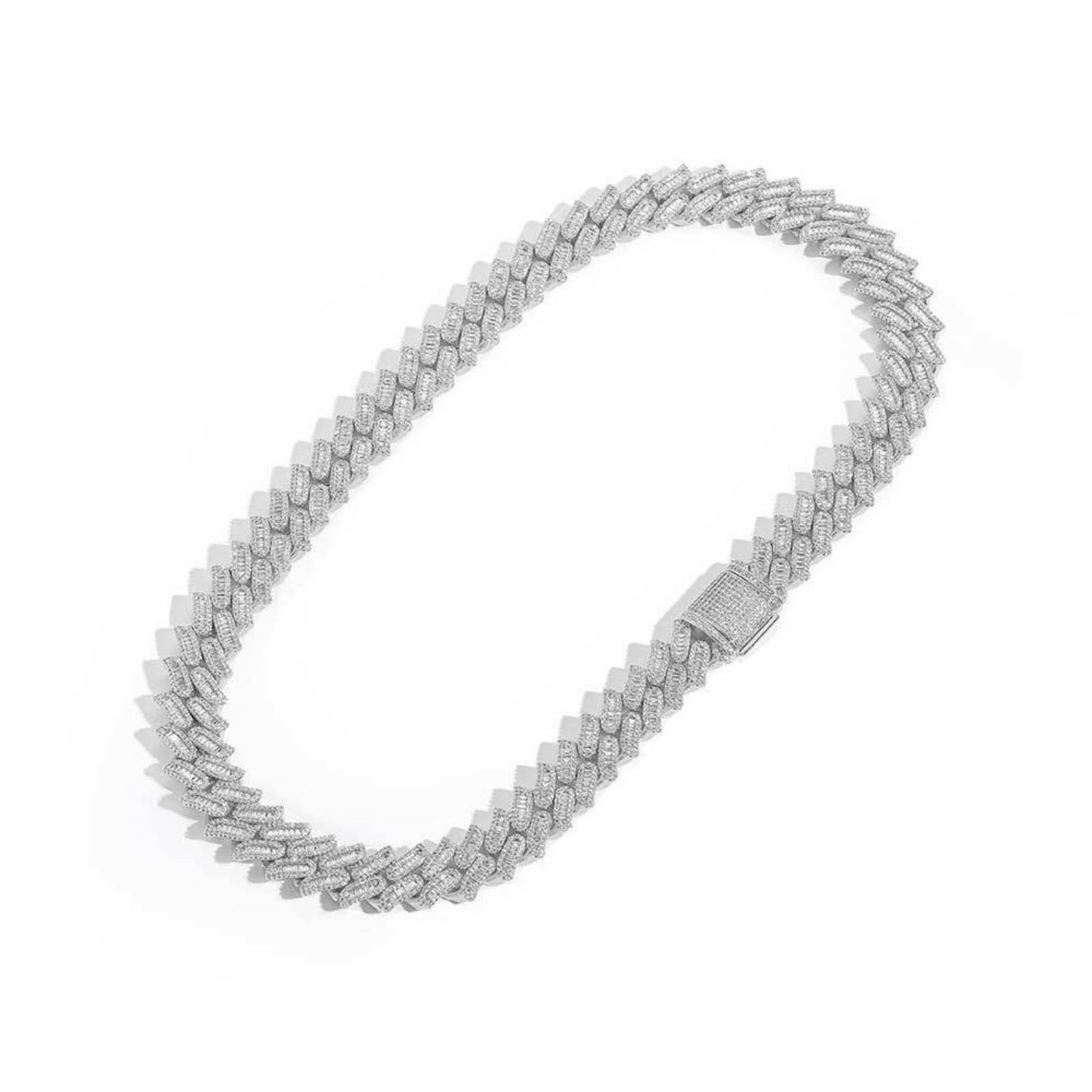 HLTYGWX Akcesoria Solidny gruby łańcuszek Miami, wyjątkowo błyszczący łańcuszek hip-hopowy dla mężczyzn, szerokość 15 mm Duży męski naszyjnik z ogniwami typu Iced Out, 16-24 cali - pudełko w zestawie
