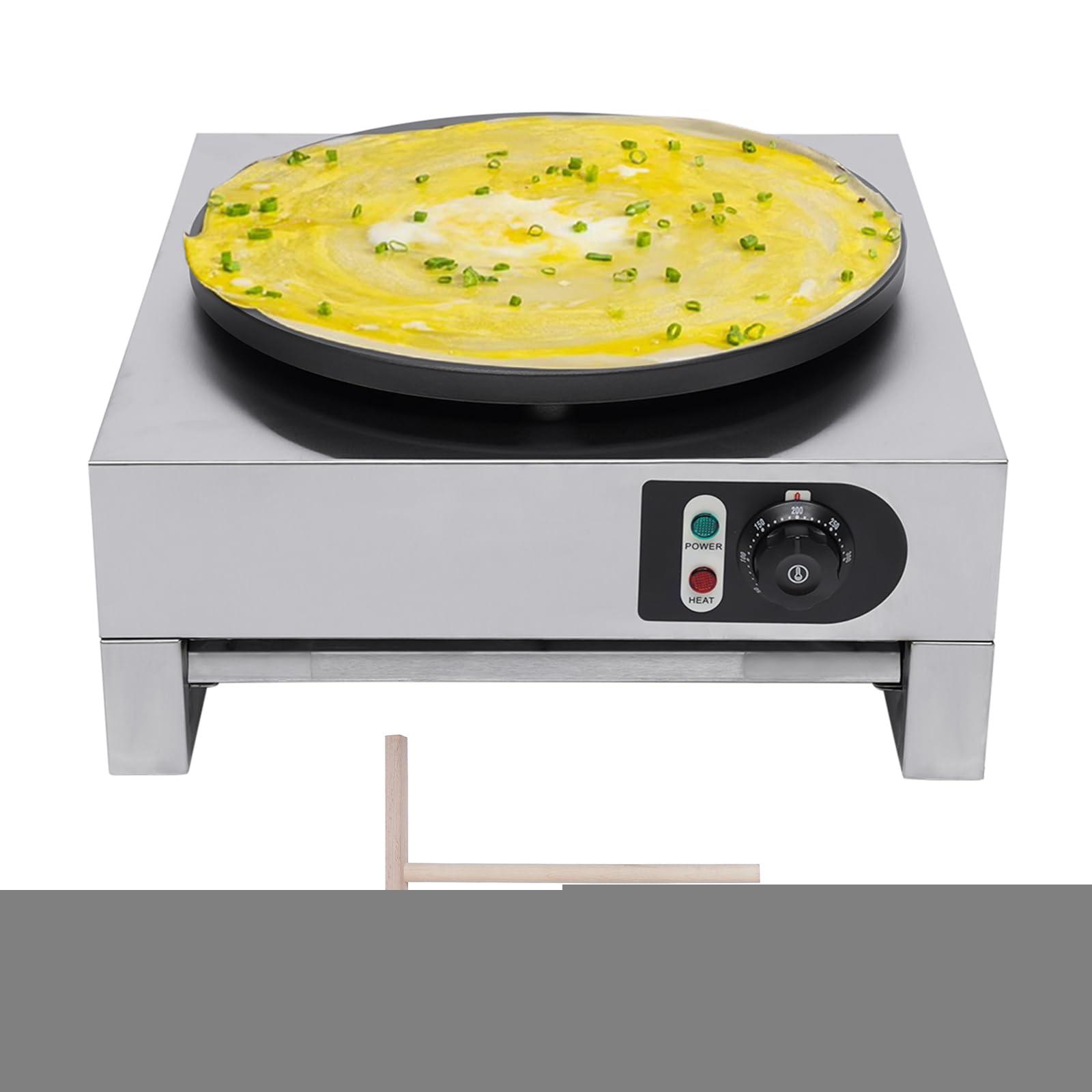 Macchina per crêpe in acciaio inox piastra crepe macchina elettrica robusta e durevole spatola di legno pratica adatta per cucine ristoranti caffetteria venditori mobili