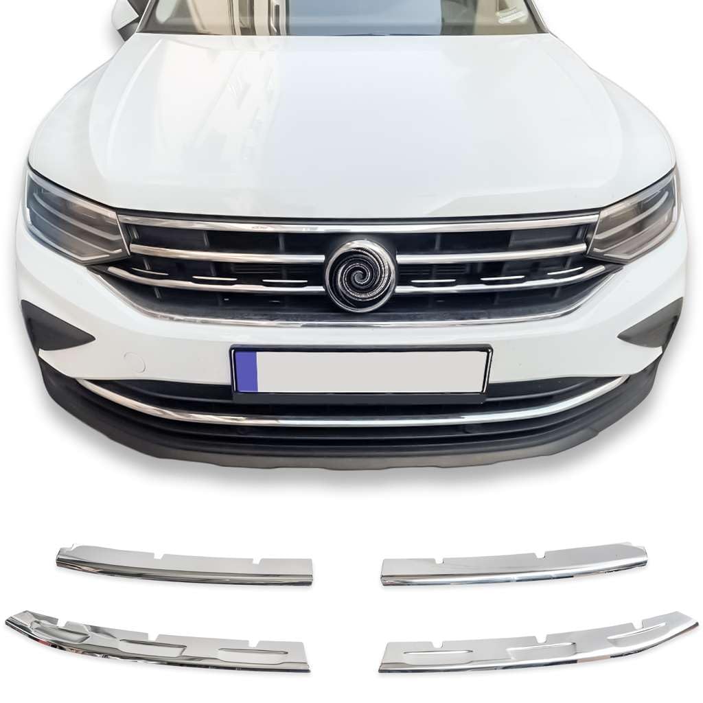 RECAMBO Edelstahl-Rahmen für Frontgrill - glänzende Chrom-Zierleiste zur optischen Veredelung - passgenaue Fahrzeugintegration - passend fürVW Tiguan II + Allspace Facelift | BJ ab 2020