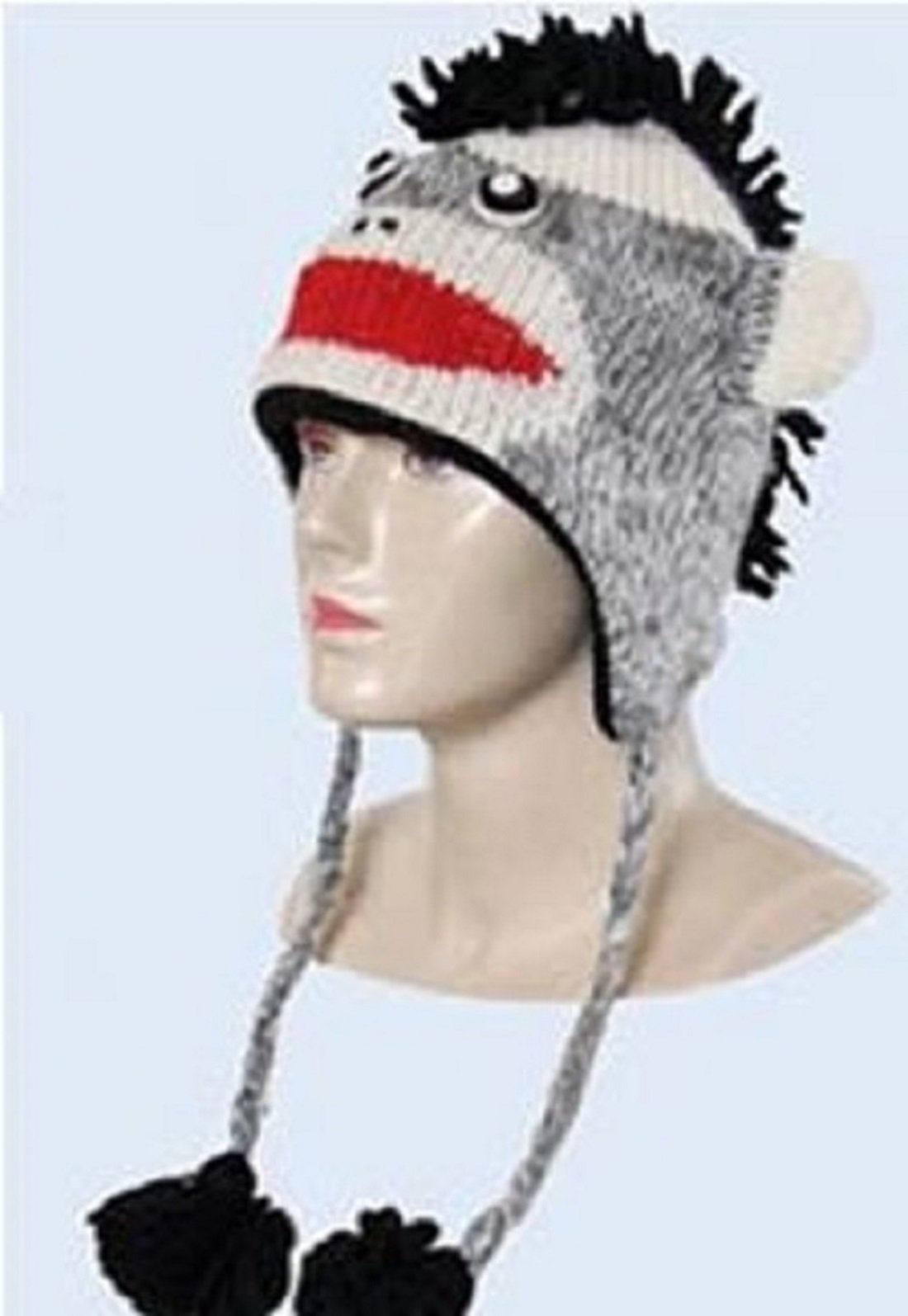 kathmandu importsKid Child Wool Punk Monkey Beanie Hat Fleece Lined ONE Size Grey