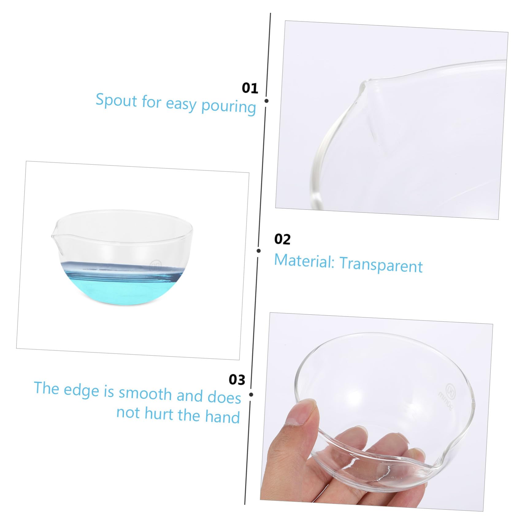 Holibanna Plat de Cristallisation Verre Résistant Haute Température avec Bec Bol Rond Évaporation Multi-usage pour Laboratoire et Cuisine