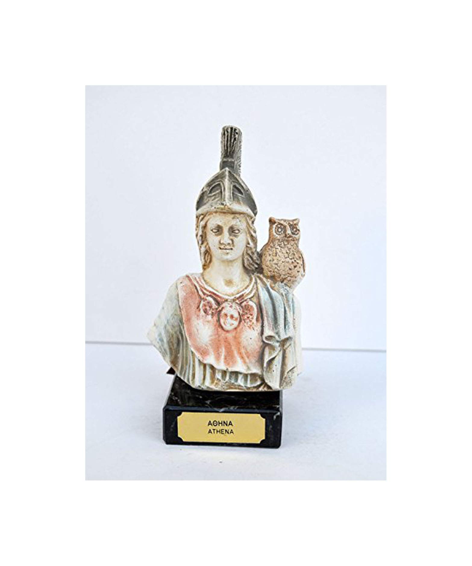Estia CreationsAthena with Owl Goddess of Wisdom and Strategy Sculpture Bust Artifact
