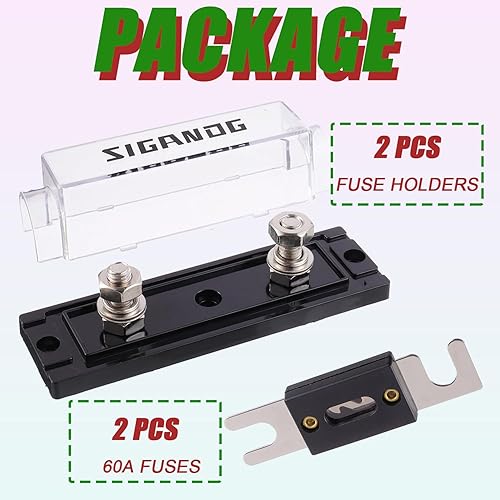 Miniatura 5 de Soporte de fusibles ANL de 60 amperios bloque de fusibles de calibre 024 con fusibles ANL de 60 A para audio de automóvil, camión, bricolaje