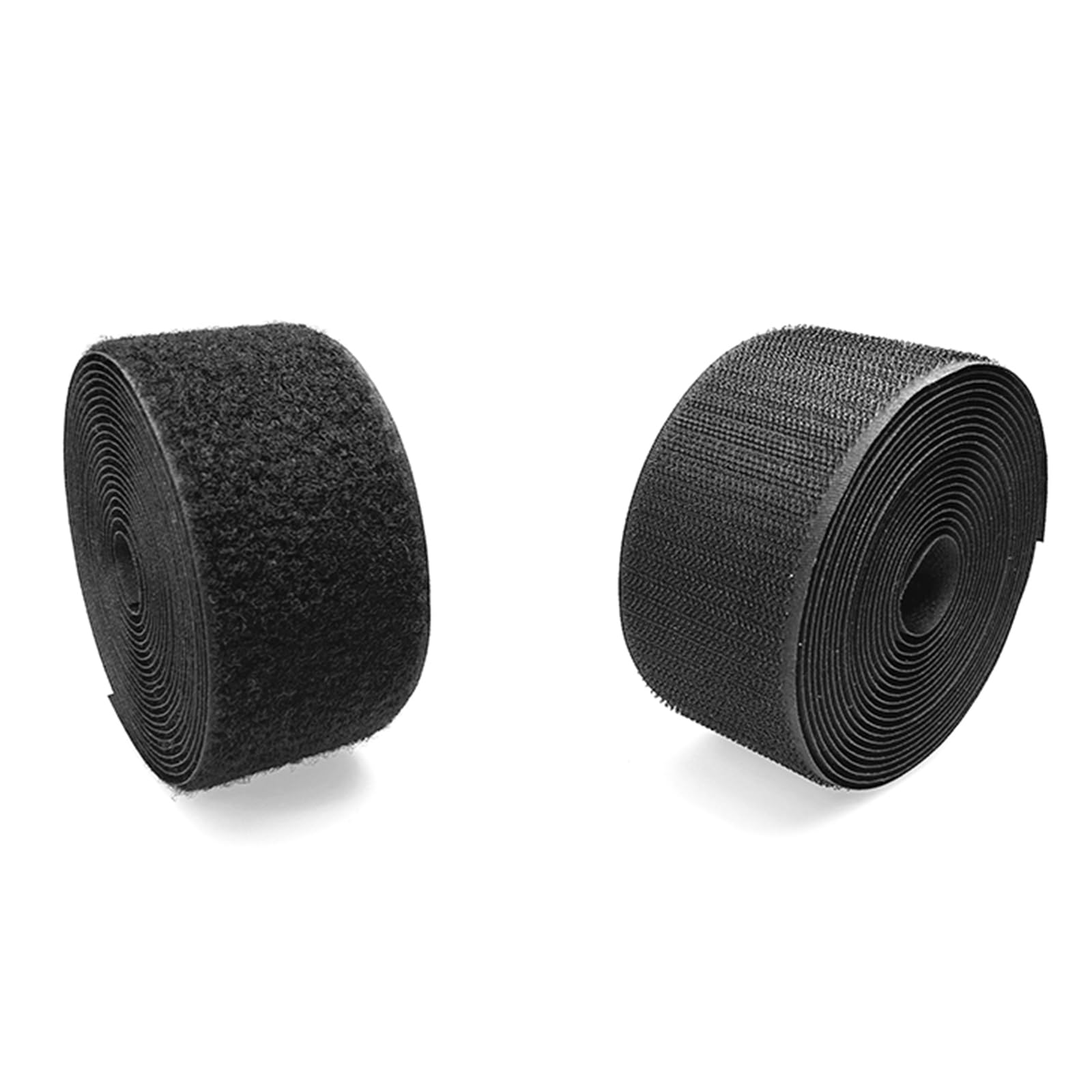 2 Inch Sew on Hook and Loop Style Non-Adhesive Back Nylon Strips Fabric Fastener Non-Adhesive Interlocking Tape Black,5 Yard (Black, 2