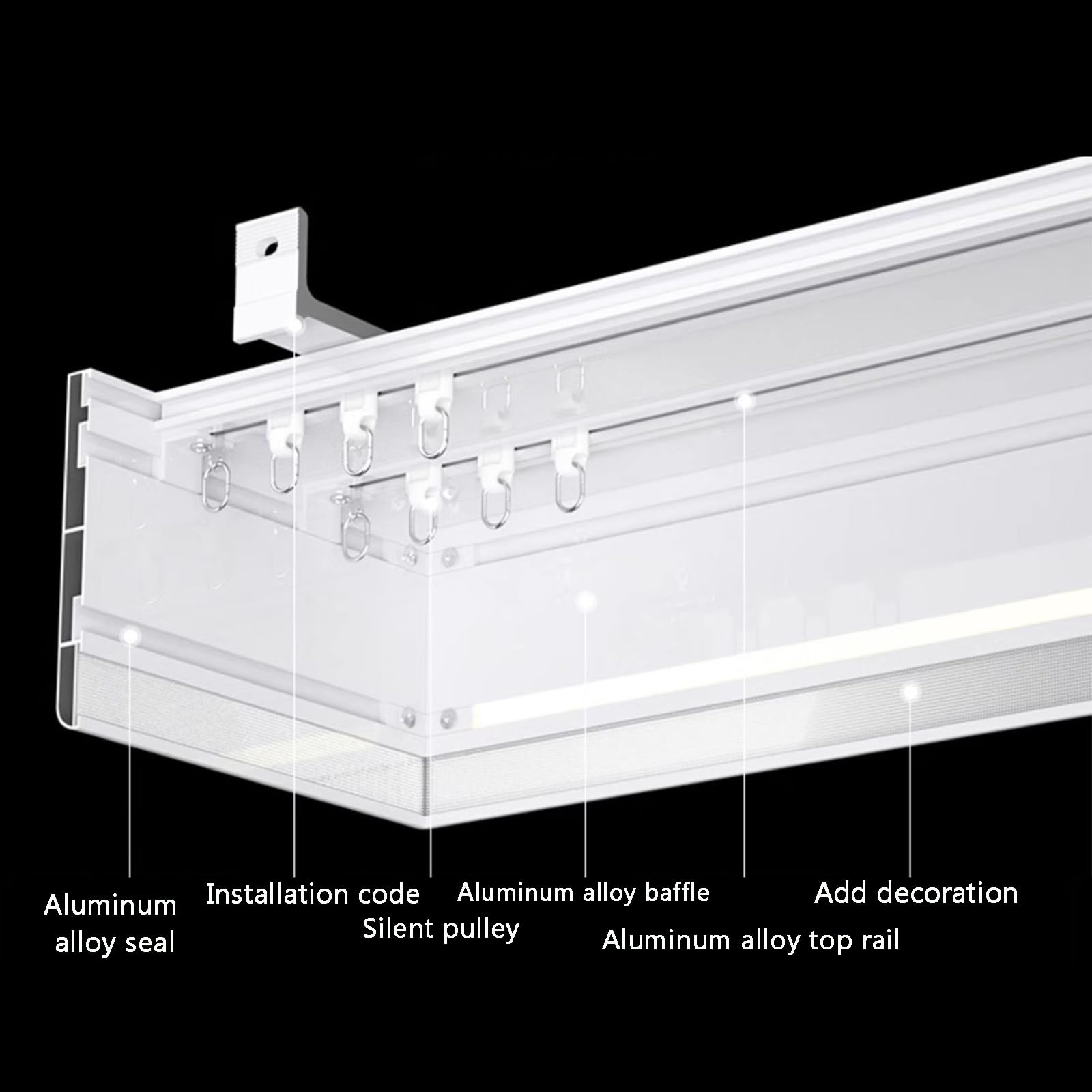 Cantonnière à fixation au plafond avec cantonnière double rail en métal pour séparateur de pièce, salon, chambre à coucher, 0,9 m, idéal pour hôtels, villas