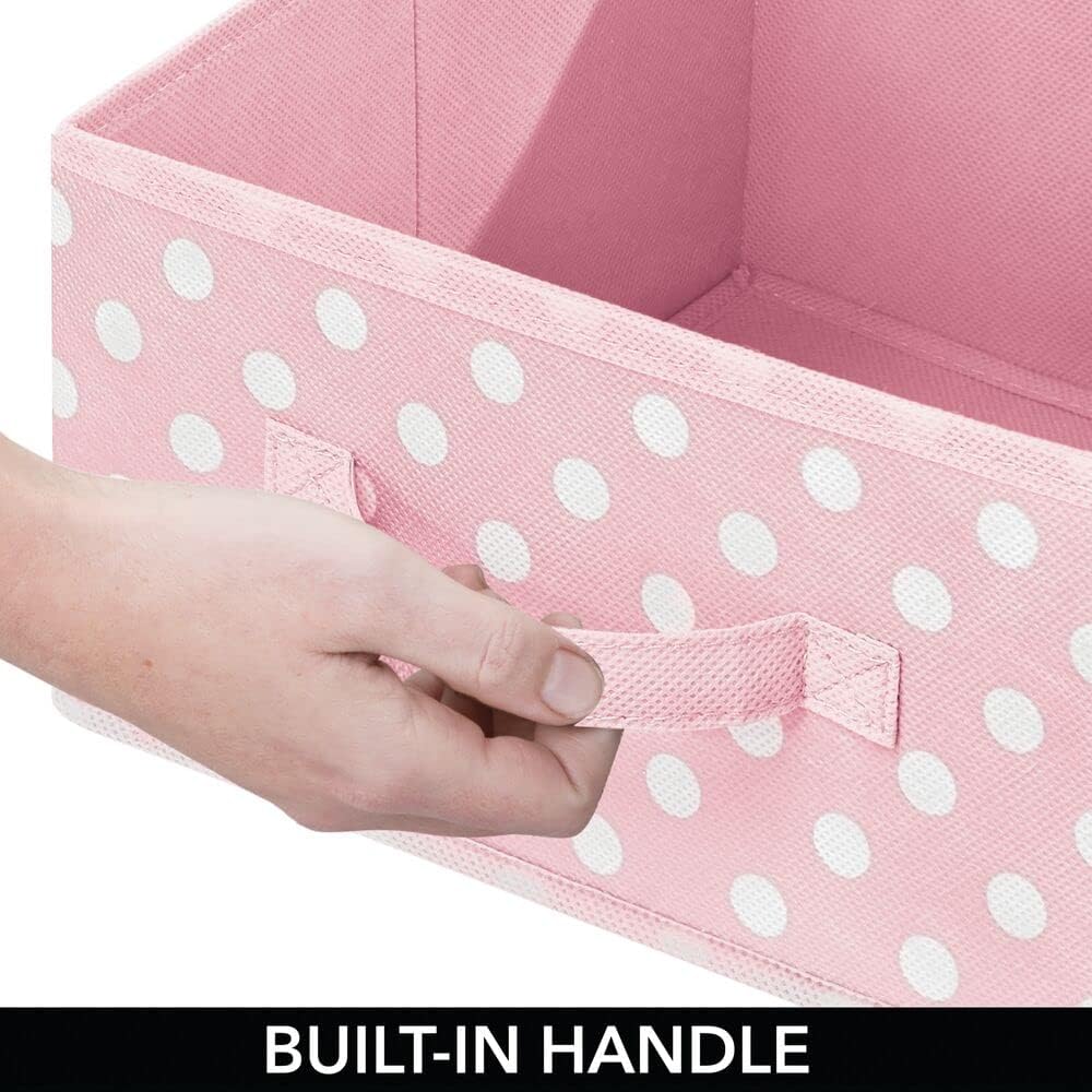 mDesign Soft Fabric Modular Closet Organizer Box, Handle for Cube Storage Units in Closet, Bedroom, Bathroom - Holds Clothing, T Shirts, Leggings, Accessories - Polka Dot Print, 2 Pack - Pink/White