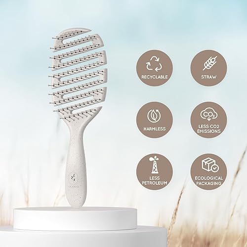 Miniatura 3 de Cepillo de cabello ventilado degradable, cepillo desenredante, cepillo desenredante para cabello rizado, grueso y liso, desenredante seco y húmedo,