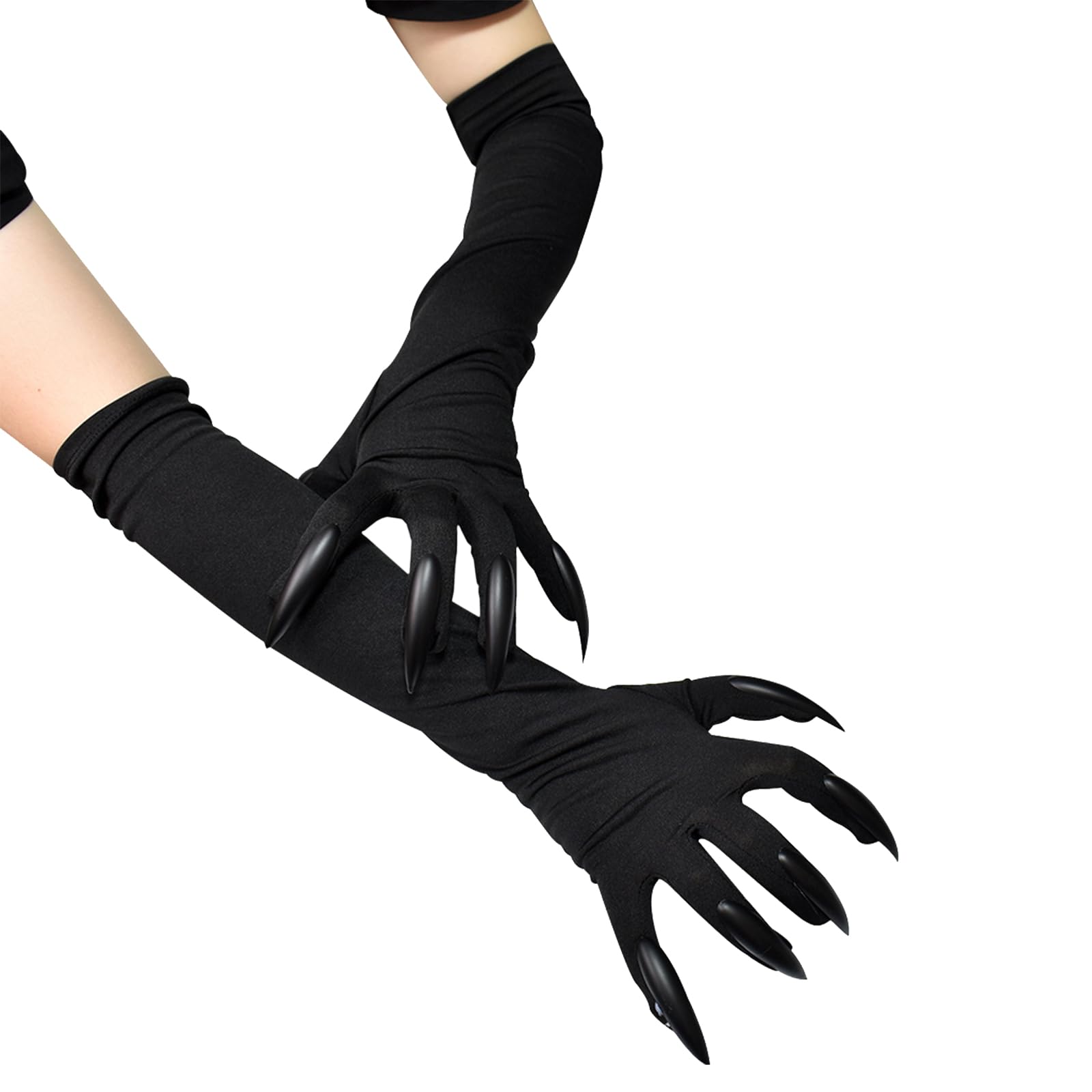 Cat Costume Set for Women Black Cat Half Mask Eye Cover Faux Leather Tail Claw Gloves Cosplay Costume Props Halloween Party Masquerade Accessories - Image 2