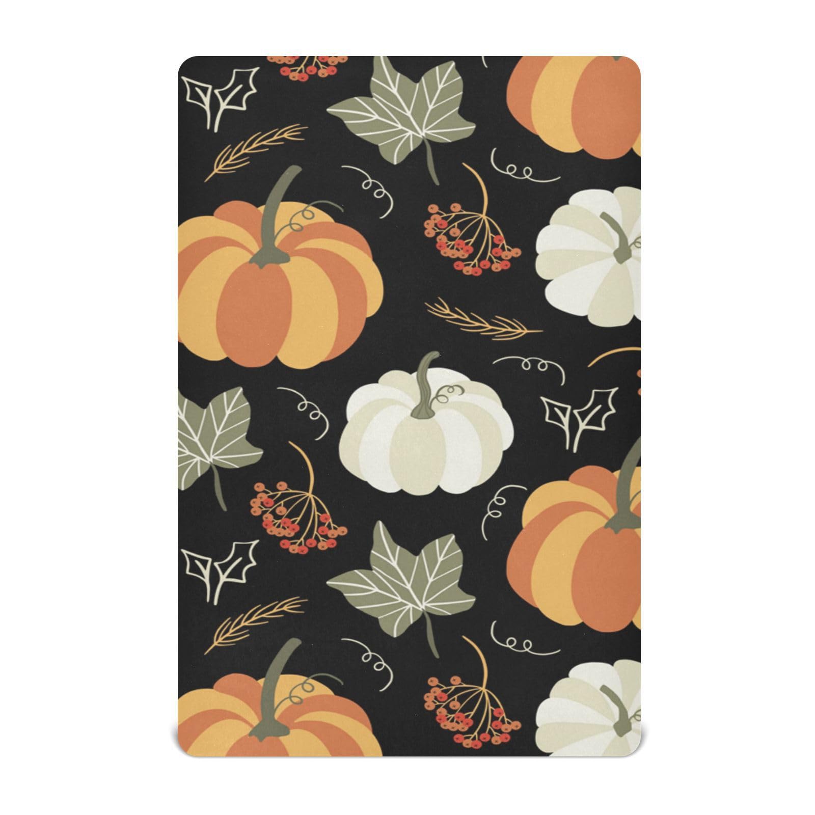 Moudou Autumn Harvest Pumpkin Playard Sheet for Boy Girls, Soft Breathable Fitted Toddler Sheet for Standard Playard Bed Mattress, 39 x 27 x 5 Inch