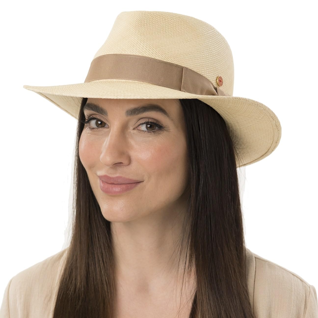 Mayser Sombrero Bogart Panamá Mujer/Hombre - Made in The EU de Paja Sol Playa con Banda Grosgrain, Grosgrain Verano Primavera/Verano