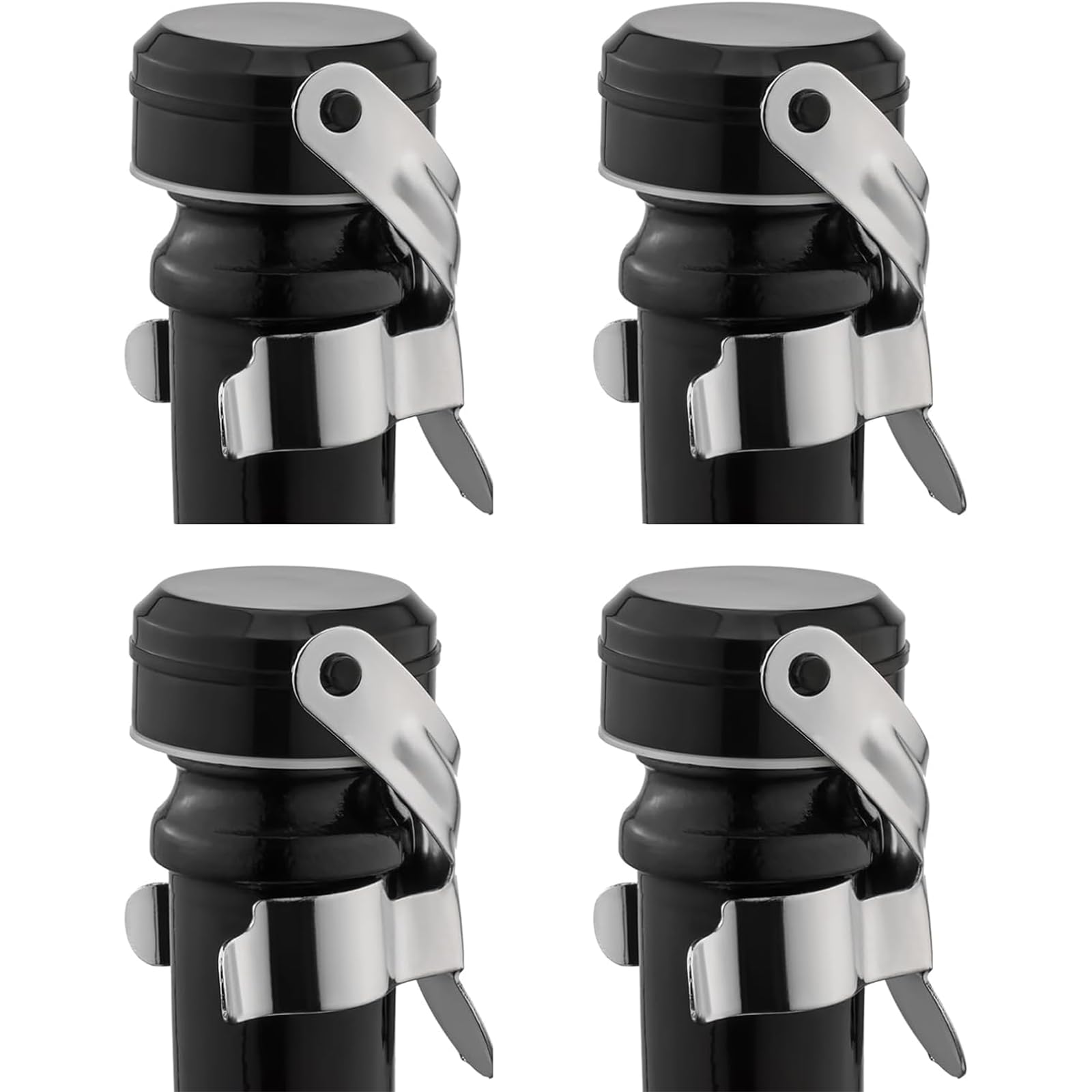 WOTOR Champagne &amp; Wine Bottle Stoppers, Champagne Cork, 4 Pack, Silver