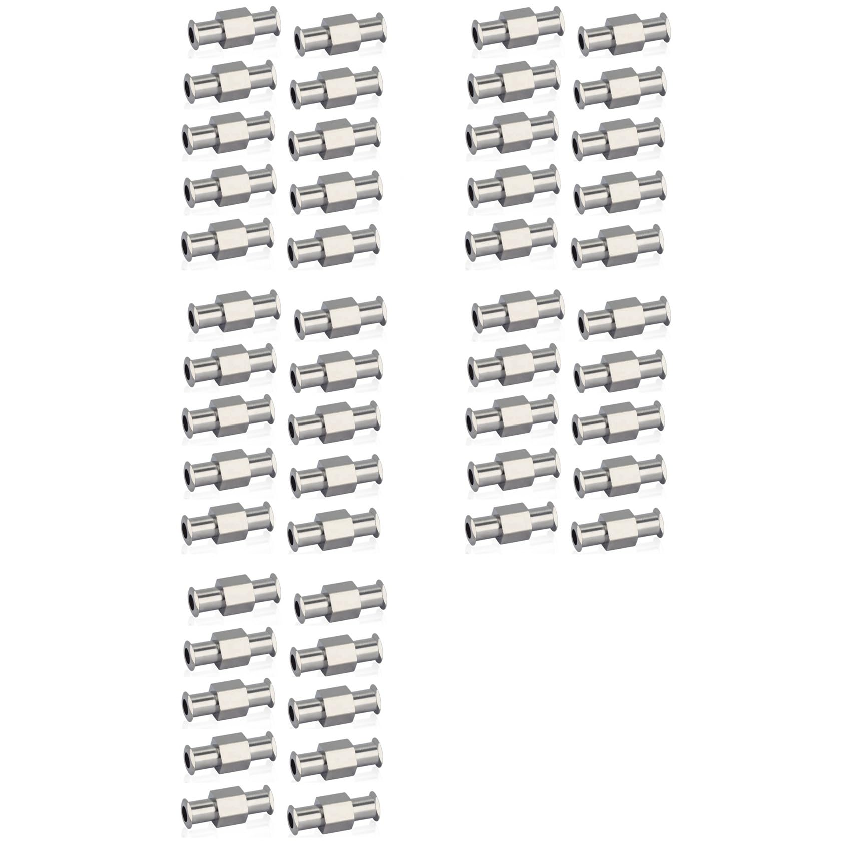 Jnchdghwa Silver 50Pcs Coupler Luer Syringe Connector Metal Double Joints Luer Lock Adapter Coupler For Pneumatic Parts