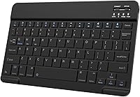 TOHAKATA Ultra-Slim Bluetooth Keyboard for iPad Pro Air Mini, iPhone Android Tablets - Rechargeable Portable Wireless (Black)