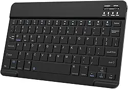 Teclado Bluetooth ultrafino pequeno para iPad, teclado portátil recarregável sem fio para iPad Air, iPad Pro, iPad mini, iPhone, Android, Samsung, tablet, celular, smartphone (preto)