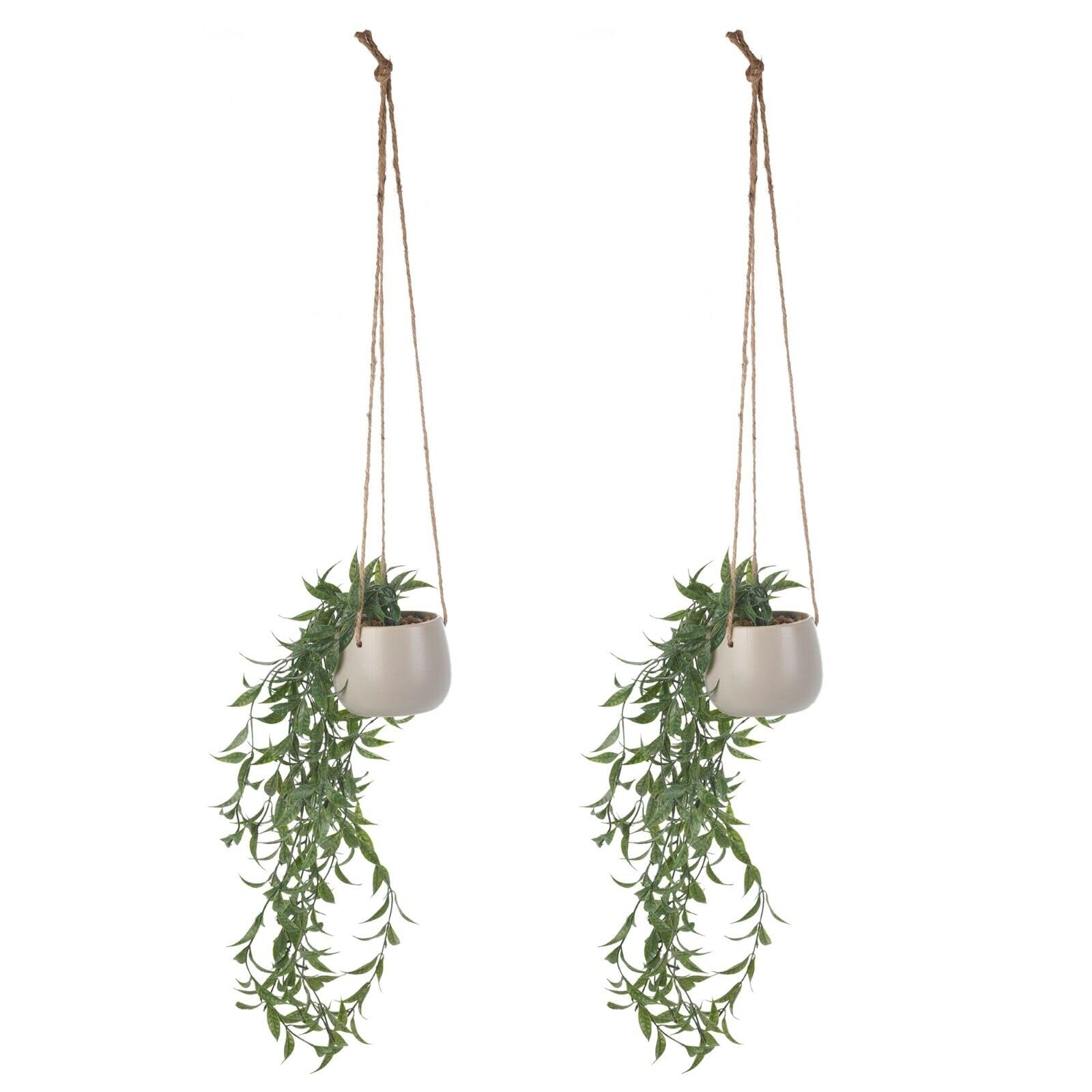 Urbnliving Beige Macrame Hanging Planter Flower Pot Jute Rope Indoor Outdoor Garden Hanger Holder
