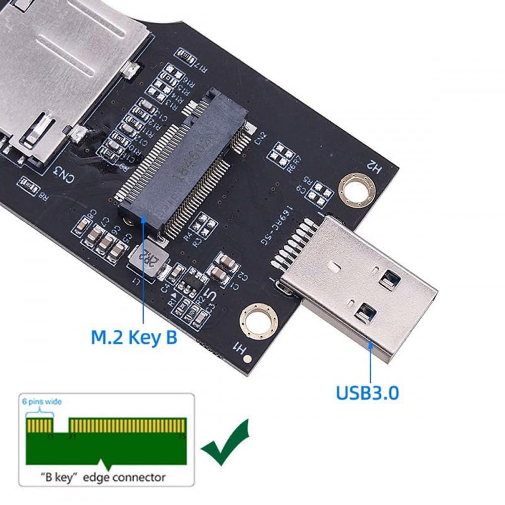 CY Adattatore NGFF M.2 Key-B WWAN a USB 3.0 Adattatore Riser Card con Slot SIM per 3G/4G/5G LTE Wireless Module Modem Card