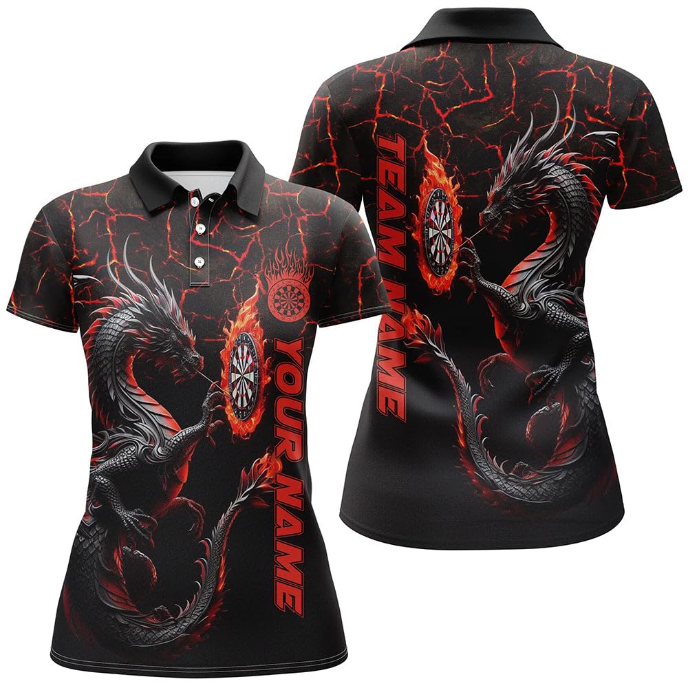 Personalisierte rote Drachen 3D Bedruckte Dartshirts für Herren & Damen - Individuelle Team-Liga Darttrikots T1841