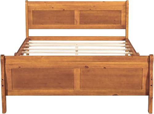 Miniatura 40 de TRIPLE TREE Base de cama de plataforma de madera tamaño Queen, base de colchón con cabecera y estribo para dormitorio, cama de trineo con soporte de