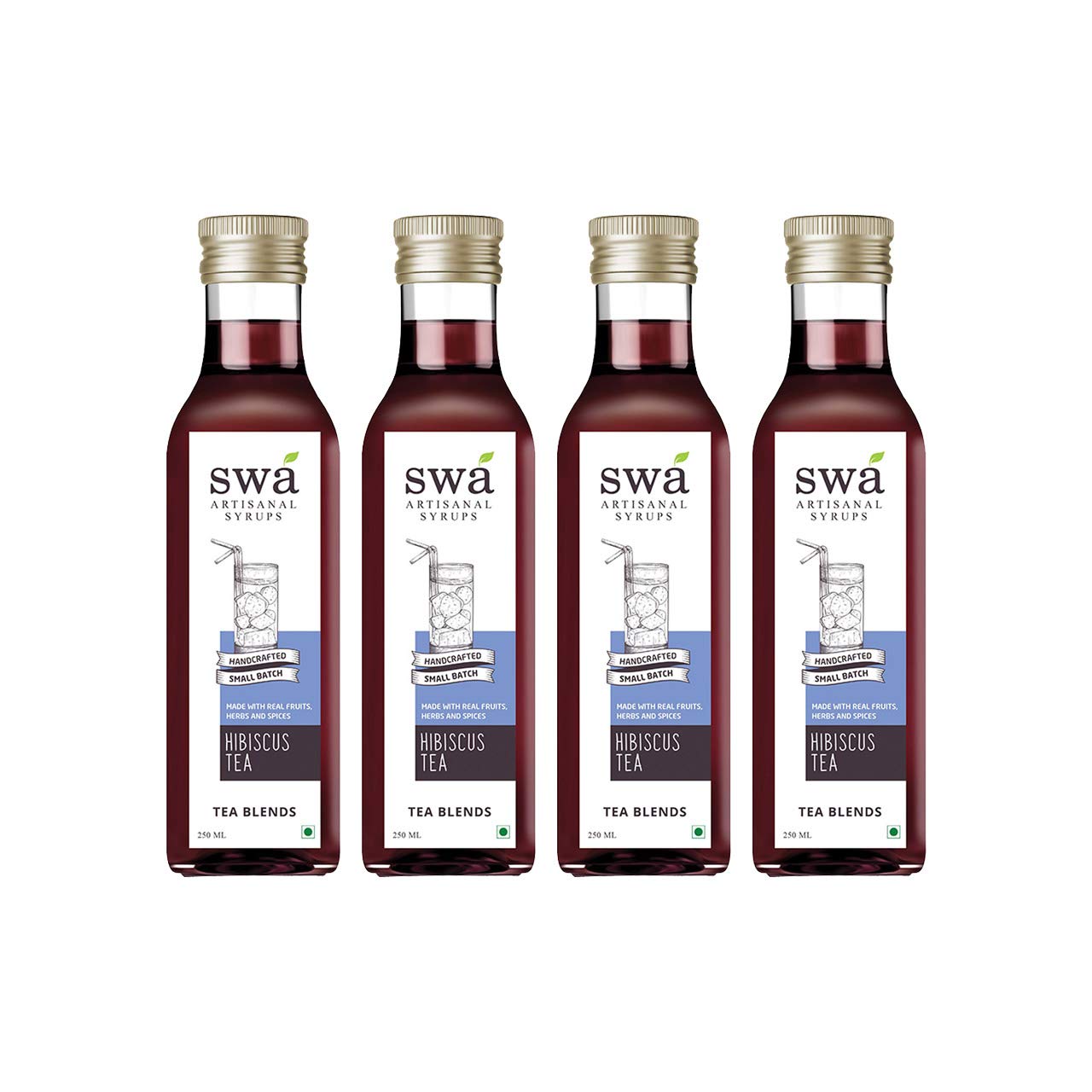 Swa Artisanal Syrups - Hibiscus Iced Tea - Pack of 4 for Cocktails/Mocktails/Kid's Lemonades/House Parties - 100% Natural (250ml x 4)-image-18