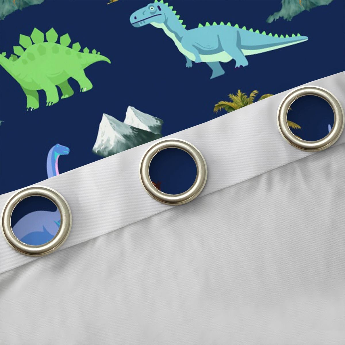 Homewish Rideau Occultant 117x183 cm Dinosaur,Rideau Enfants Adolescents Adults Mignon Coloré Dinosaur,Rideaux Voilage Tropical Palm Trees,Voilage Fenetre Jungle Animal pour Chambre Salon