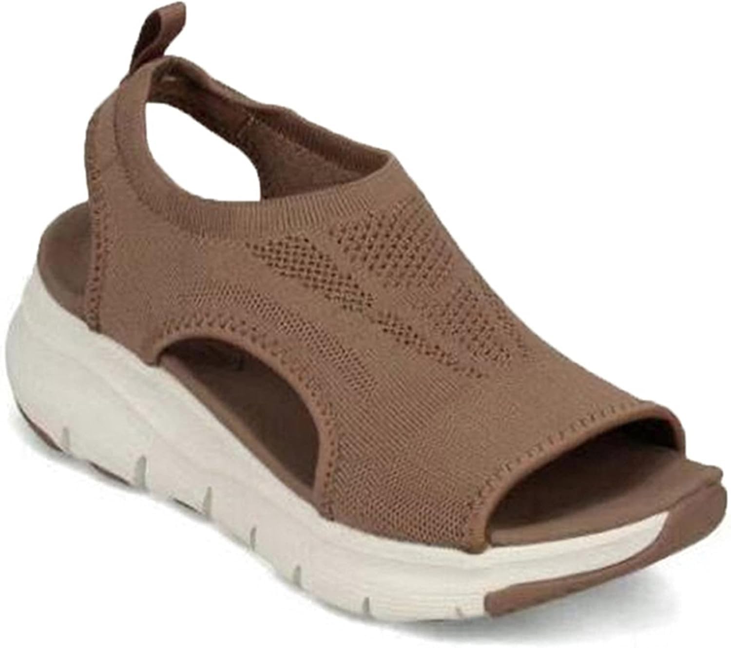 Letnie Zmywalne Sandały Sportowe Ortopedyczne Bez Pięty Sandały Sportowe Grube Dno Fish Mouth Beach Casual Sandały Z Siatki Buty Na Miękkiej Podeszwie Dla Kobiet, Brown, US8/EU40