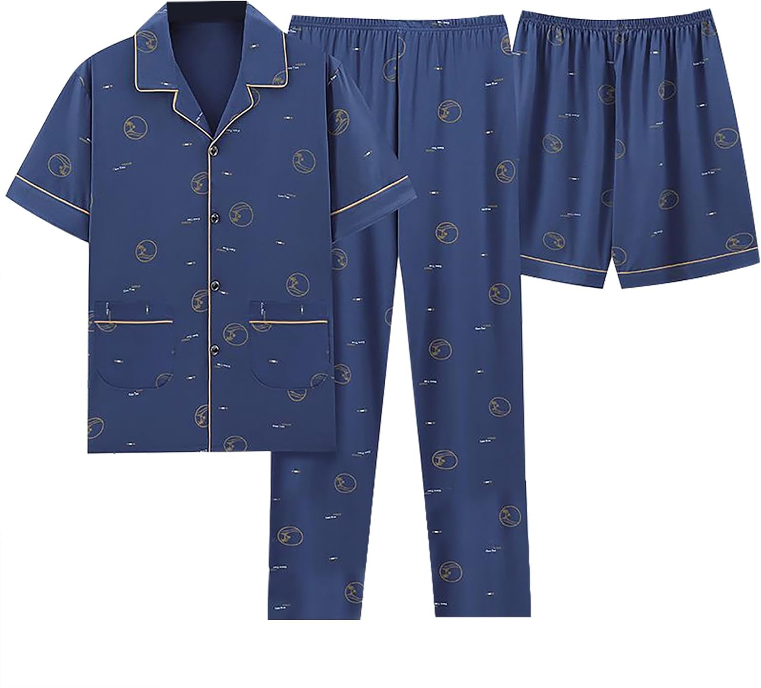 Pigiama Uomo Estivo Corto In Cotone - Set 2 Pezzi Con Tasche E Coulisse Regolabile (S-XXL) - Foto 7