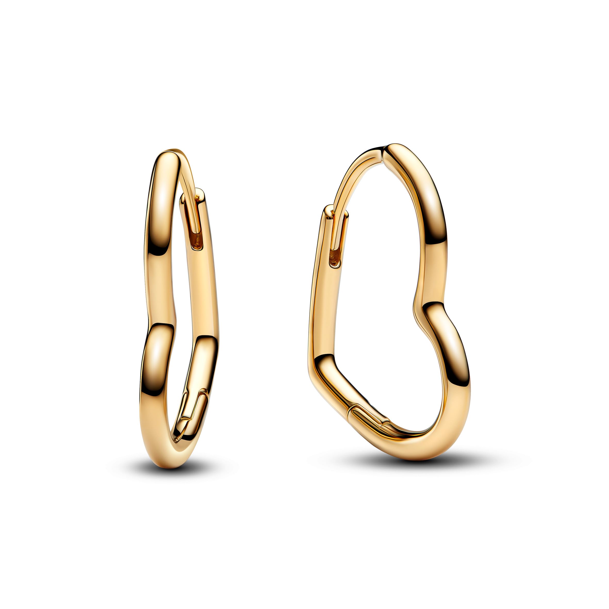 PANDORA Moments 268307C00 - Pendientes de plata de ley con forma de corazón asimétrico y aleación chapada en oro, talla única, Plata de ley, Sin piedra preciosa