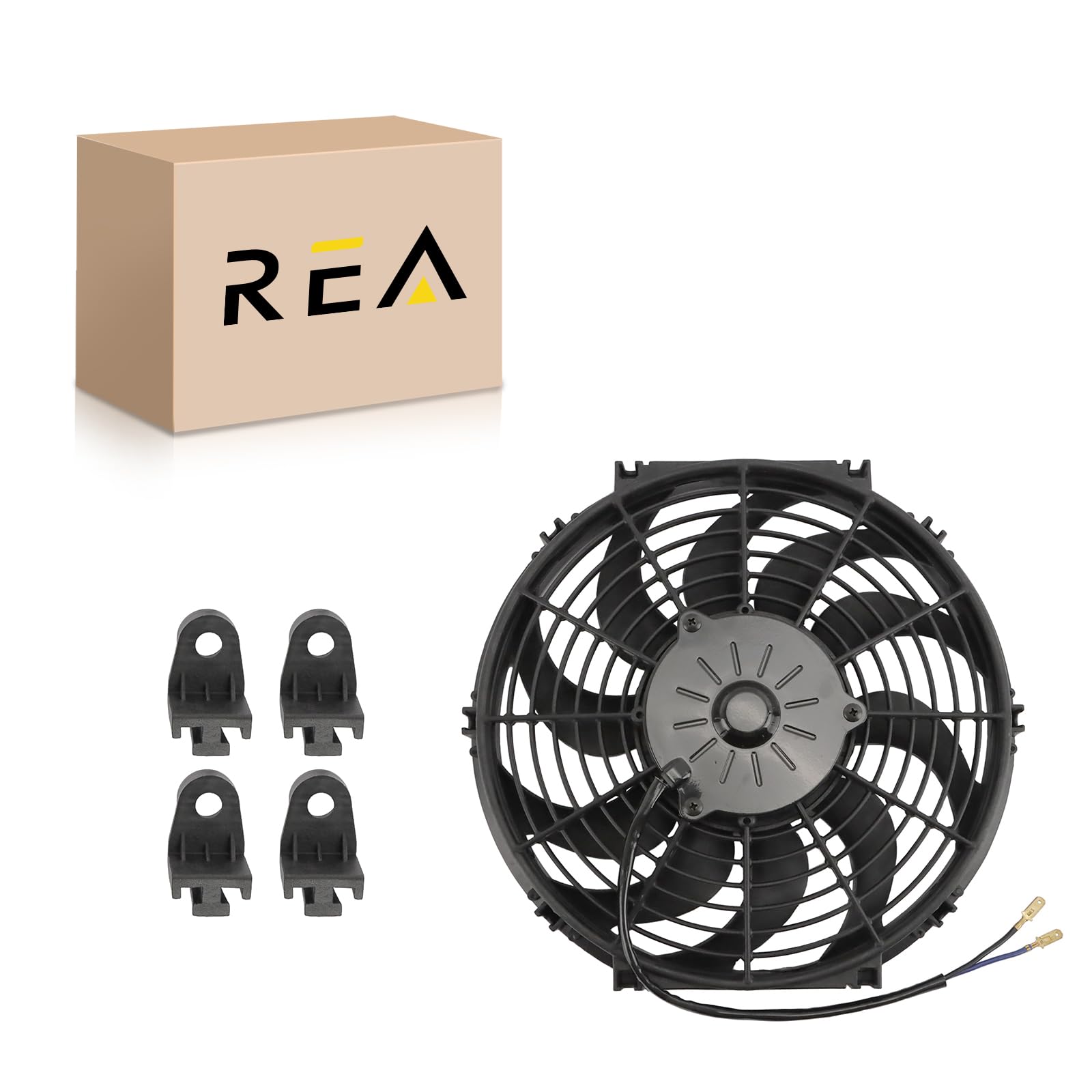 12" 12Inch Radiator Cooling Fan Assembly Kit,High Performance Cooling Radiator Fan with 12V/24V 80W Mount Kit Universal Black