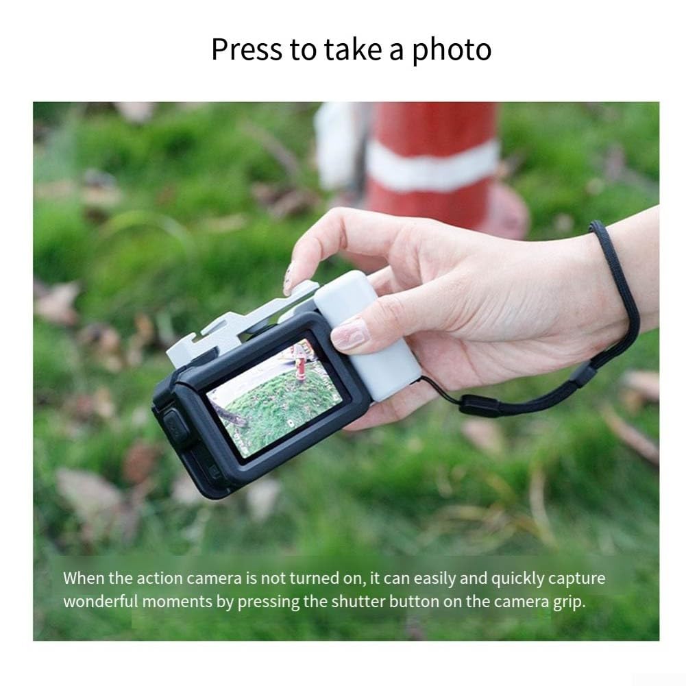 Para DJI Action 5 4 3 Mango de cámara de liberación rápida Ligero Portátil Plástico Foto Grip con correa de mano y botón para fotografía de viajes de aventura (negro)