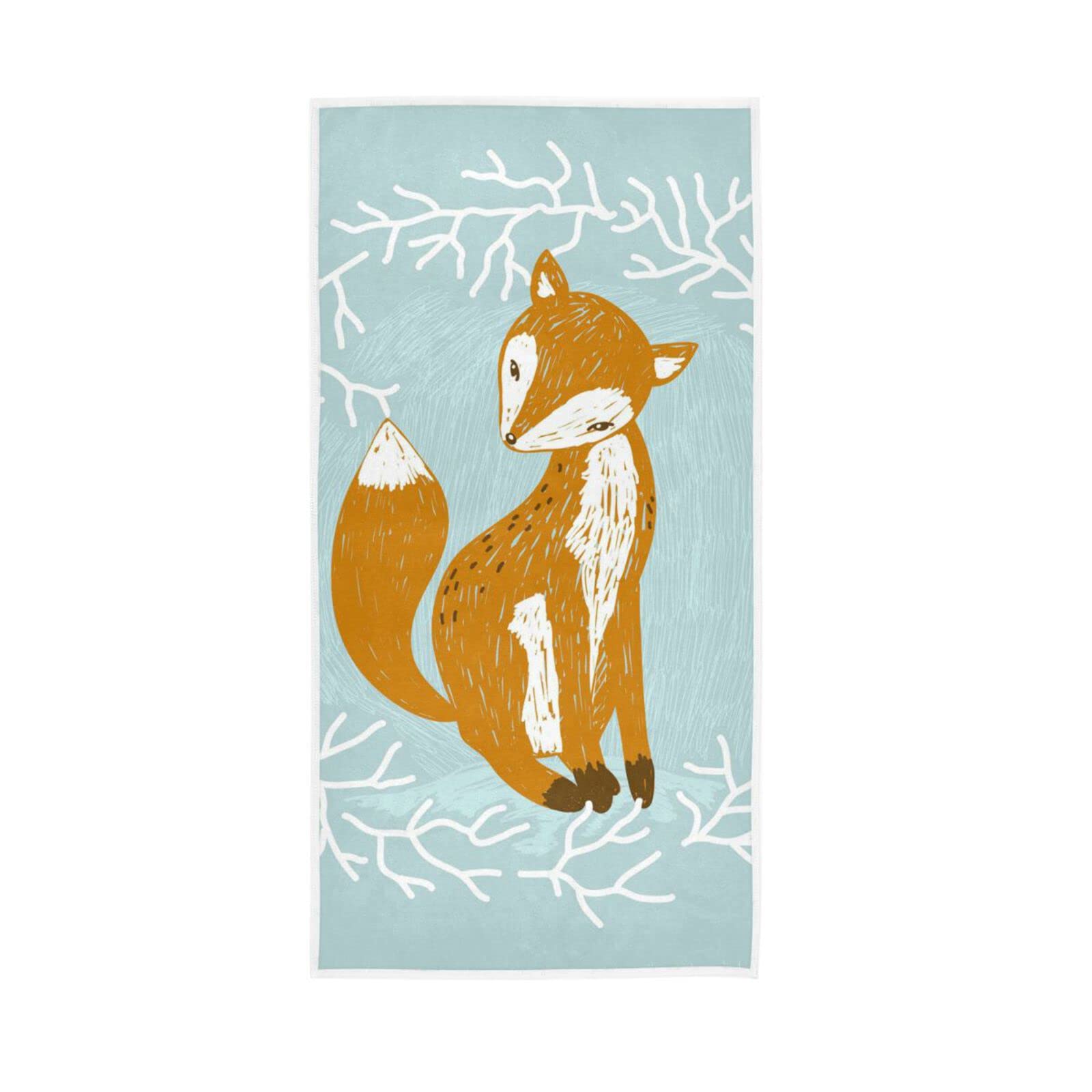LSRCPD Hand Towels Winter Fox Animal Decor Fingertip Soft Face Towel Absorbent Bathroom Kitchen Towels