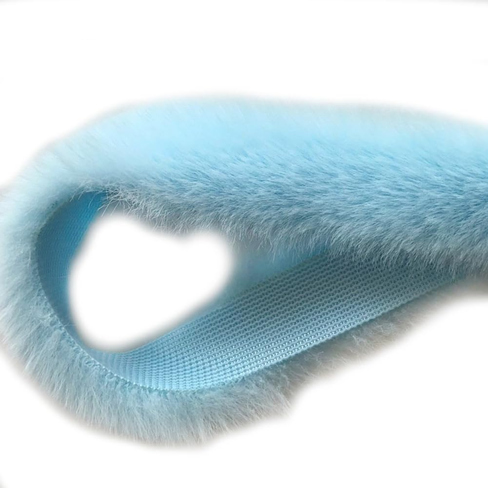 Rockreyoa Pack of 5 1 m Faux Fur Border Faux Fur Ribbon Plush Trim Plush Ribbon Decorative Ribbon Colourful Faux Fur Ribbon Trimmings for DIY Craft Props Slippers Collar Decoration Light Blue 1 cm