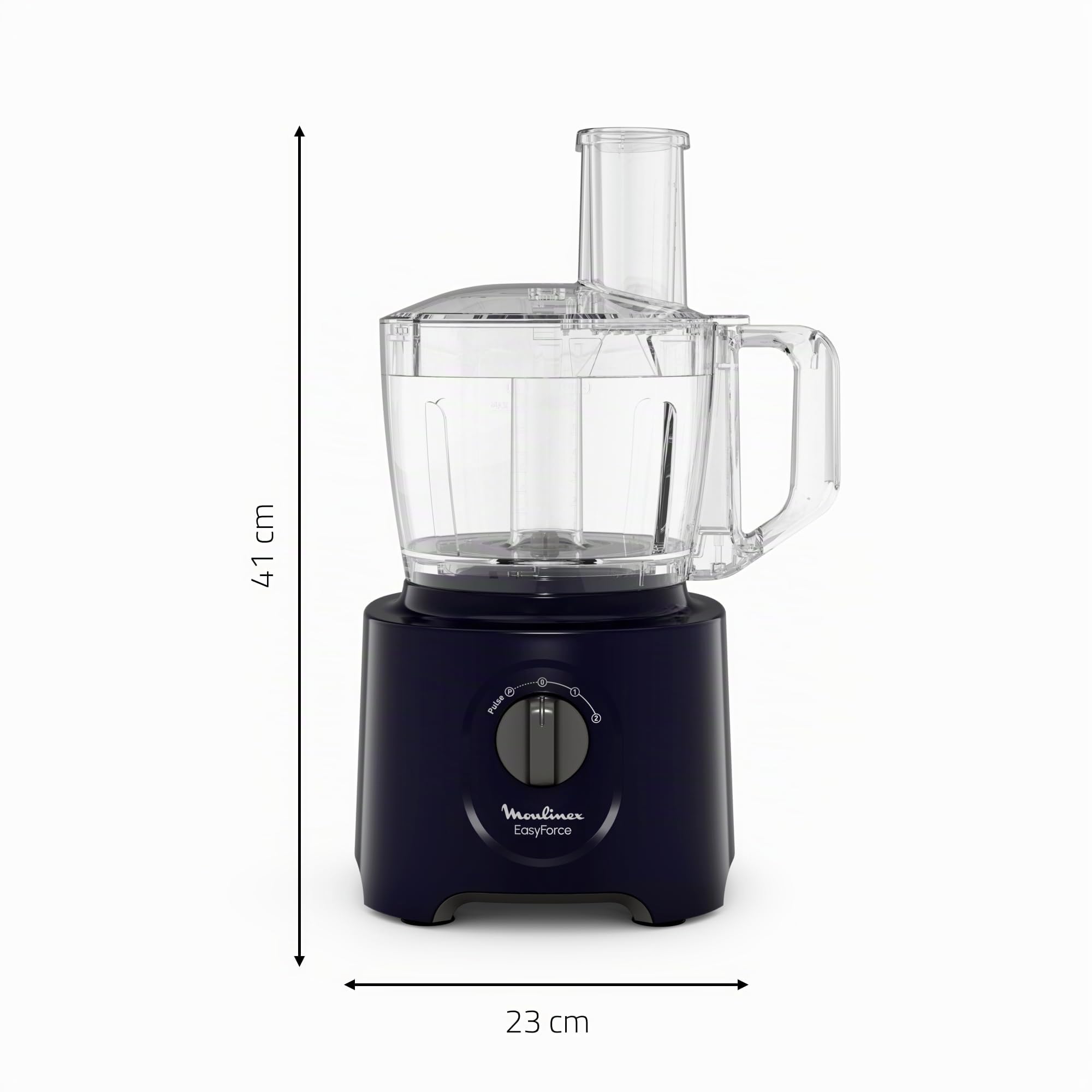 Moulinex Easy Force Multifunktions-Küchenmaschine, 800 W, 25 Funktionen, 2 Geschwindigkeitsstufen + Pulse, 6 Zubehörteile, inklusive Standmixer, Compact FP247810, Nachtblau