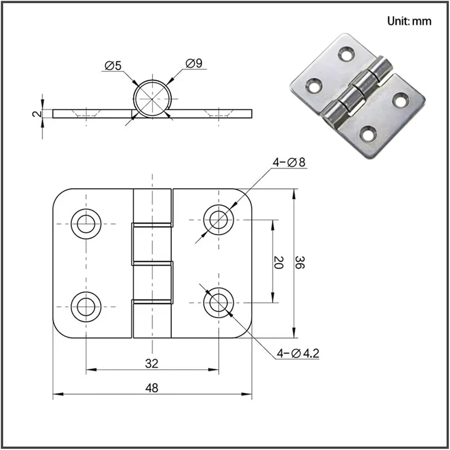 1pc Stainless Steel Butterfly Shaped Thickened Hinge Industrial Electrical Machinery Motor Equipment Bearing Flat Hinge