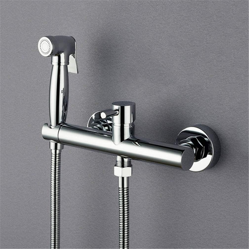Brass Handheld Bidet Sprayer Kit Press Jet Hot and Cold Mixer Valve Wall Mounted Toilet Bidet Faucet Hole Distance 15Cm,Black A (Chrome B)
