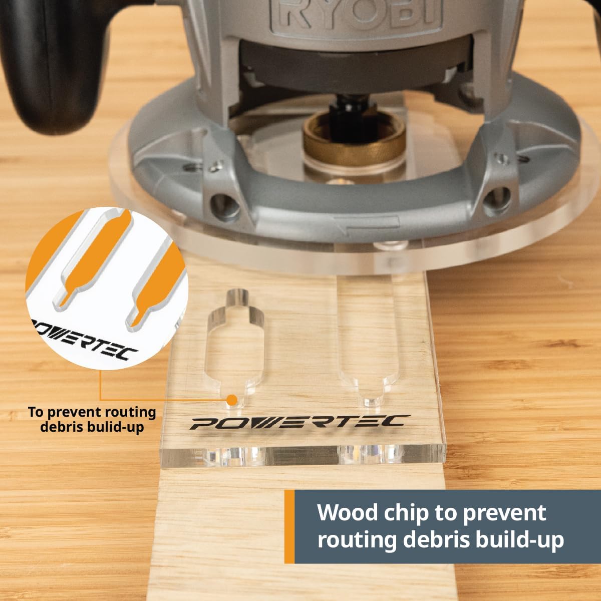 POWERTEC 71120V Clear 1/4" Thick Acrylic Picture-Hanging Keyhole Template for Routing Picture Frame and Woodworking, 1 PK