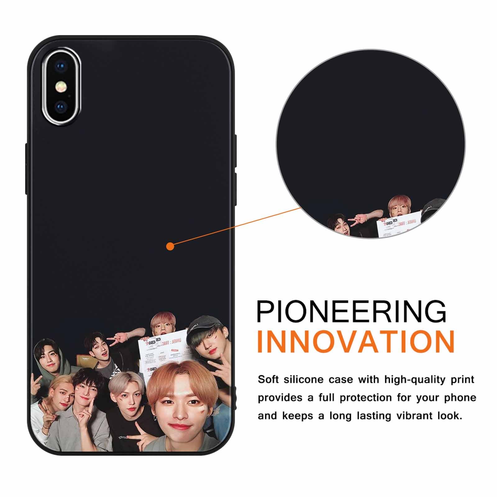 Nurkorki 2 Piezas Negro Funda Para IPhone 11 6,1",KPOP Stray Kids Boys Skzoo Lindo Diseño Case,Carcasa Protección Para Cartoon Silicona Bumper Cover Para Niñas,Mujeres,SKZ Fans,Cartoon