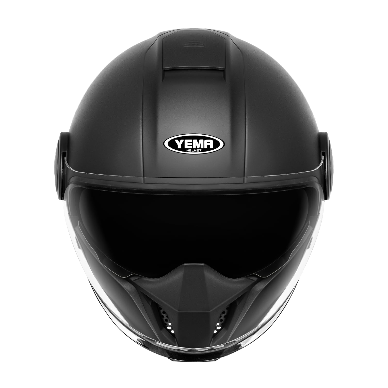 YEMA Convertible 3/4 Full Face Motorcycle Helmet DOT Approved - Dual Visor Motocross Off-Road Helmet for Adults, Modular Open Face Design for Street Bikes Scooters YM-653 (Black, Medium)