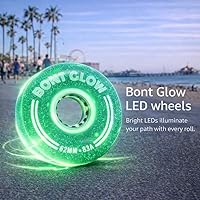 Vista 6 de Bont Ruedas de patinaje LED para exteriores con luz brillante – 2.46 x 1.48 pulgadas 83A Paquete de 4 Para patinaje urbano y recreativo