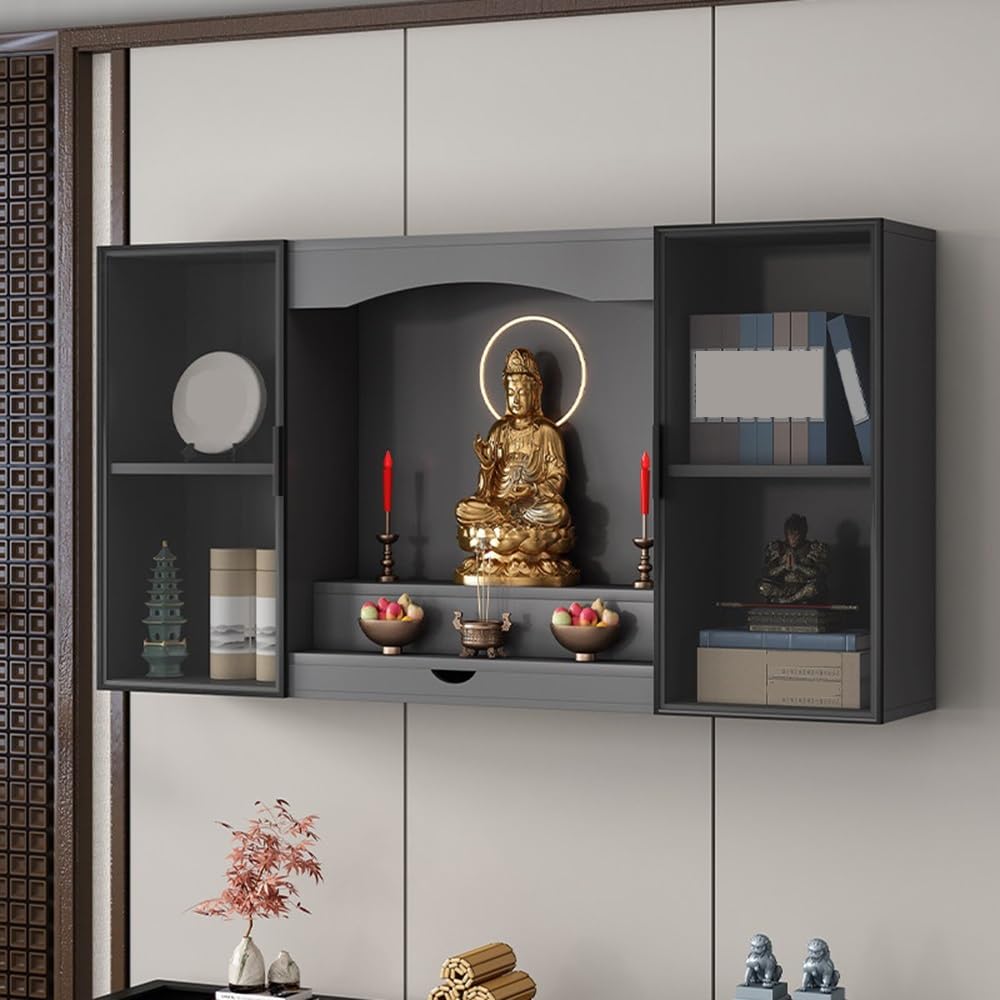 Ausstellungstisch im chinesischen Stil für den Eingangsbereich Wandmontiertes Nischenschrank-Präsentationsregal(Grigio)