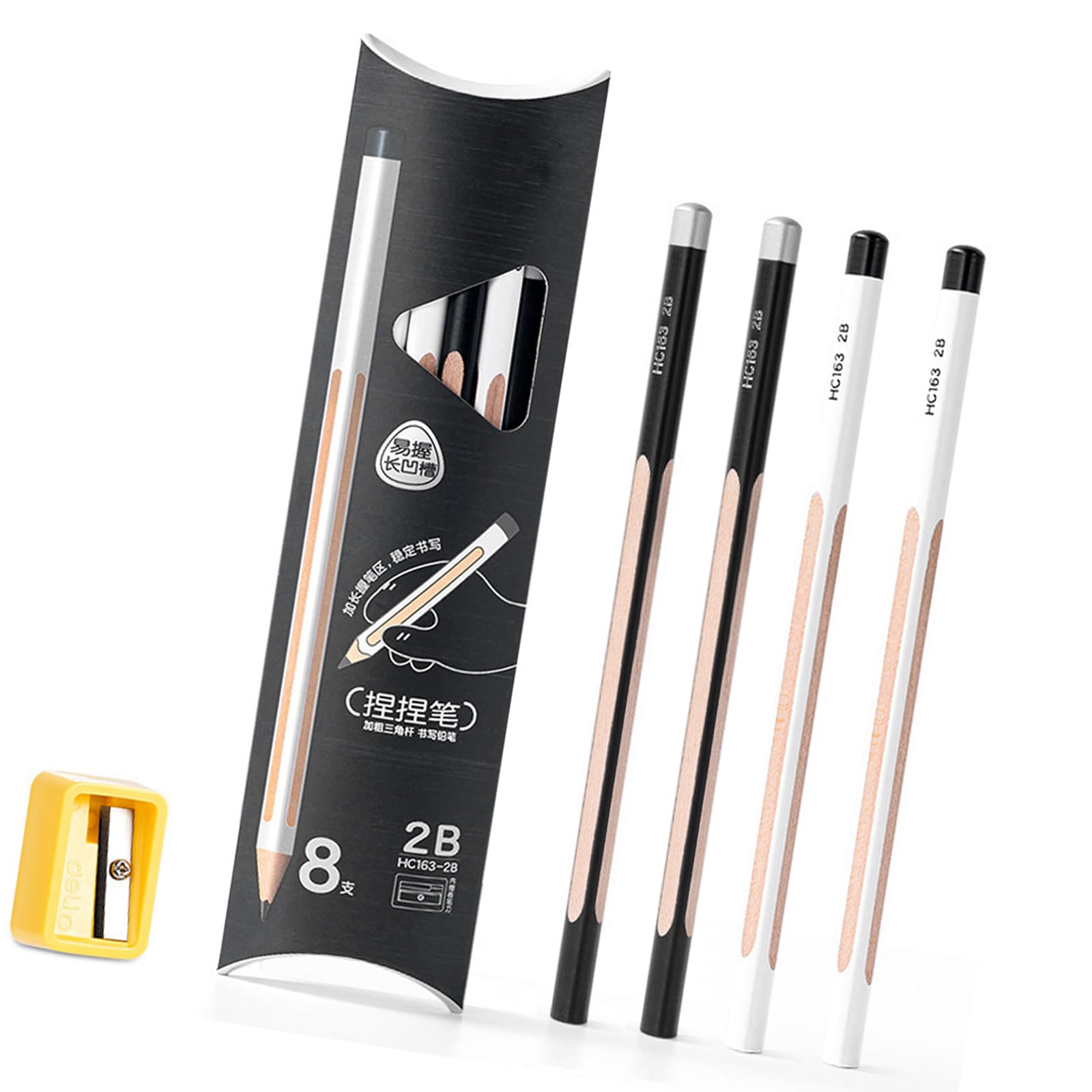 Tsophreniq 2B Triangular Exam Pencils with Grooved Design Reduces Fatigue for Extended Writing & Art Projects Triangular Exam Pencils