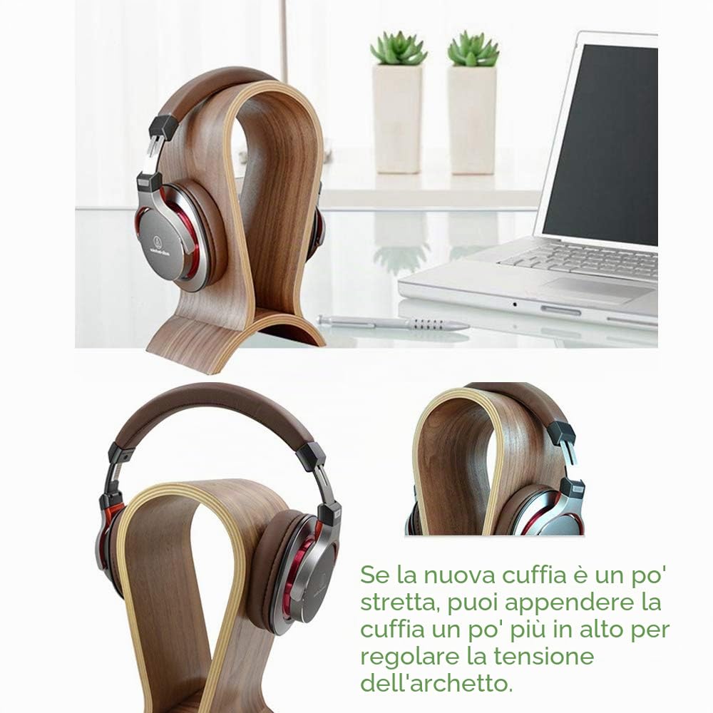 OneGenug Supporto Cuffia Legna Headset Stand Supporto per Auricolare Display Porta Cuffia Appoggia Cuffie