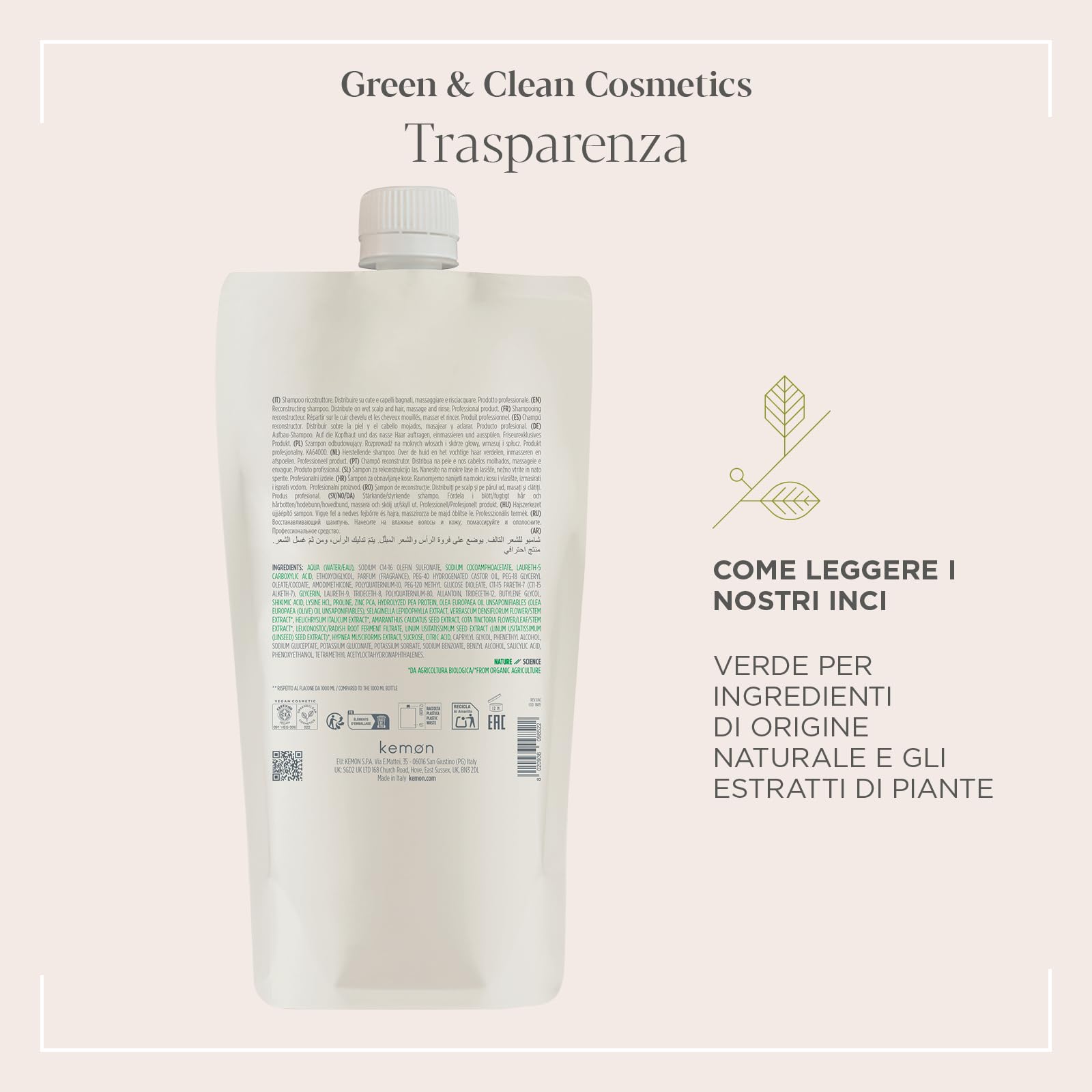 Actyva - Nouvelle fibre de shampooing, à action restructurante pour cheveux défibrés ou endommagés à l'amarante et à l'algue rouge - 1000 ml