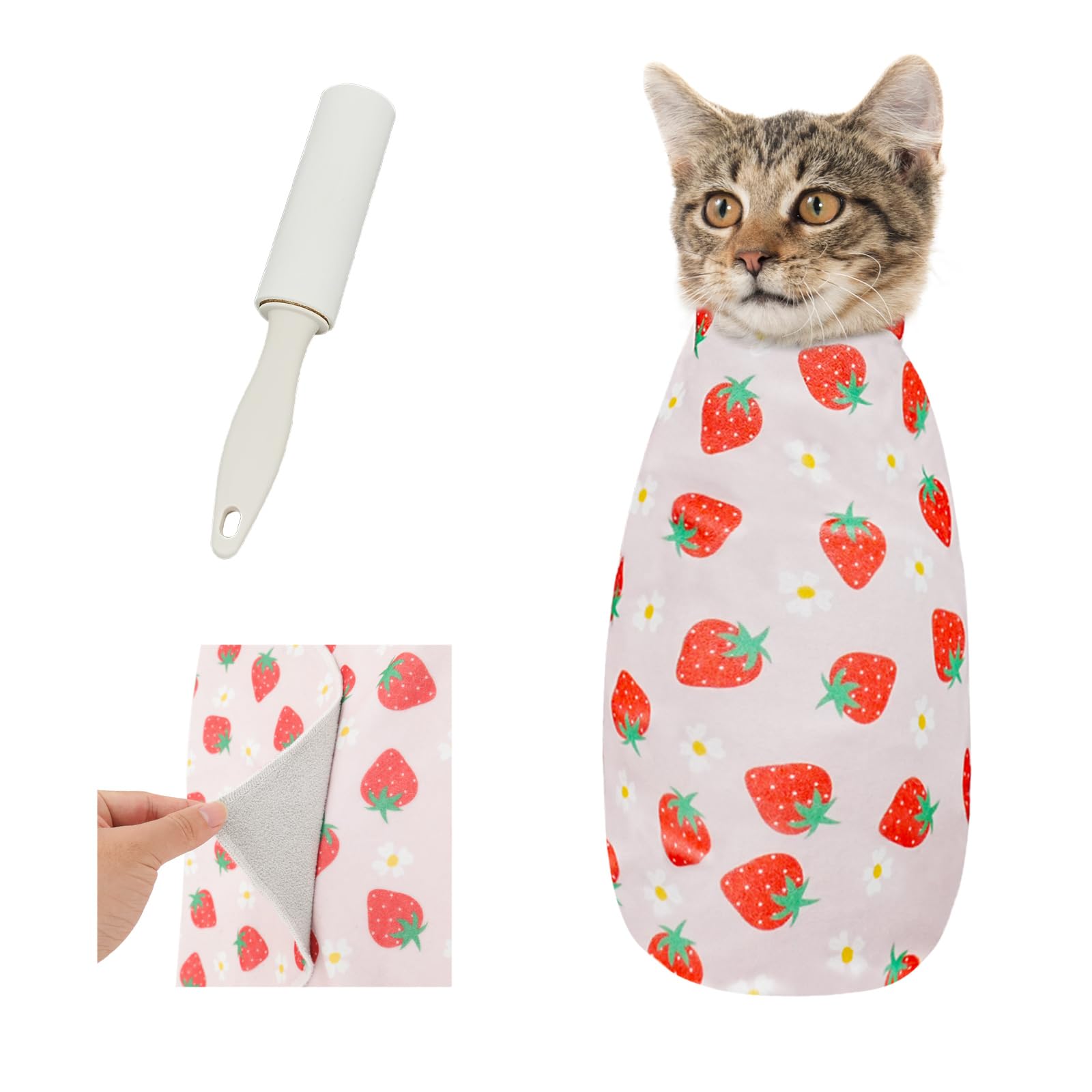 Supet Cat Wrap for Cutting Nails, 2025 Self-Adherent Cat Grooming Wrap, Anti-Escape Calming Cat Swaddle Wrap for Medicine, Nail Clipping, Teeth