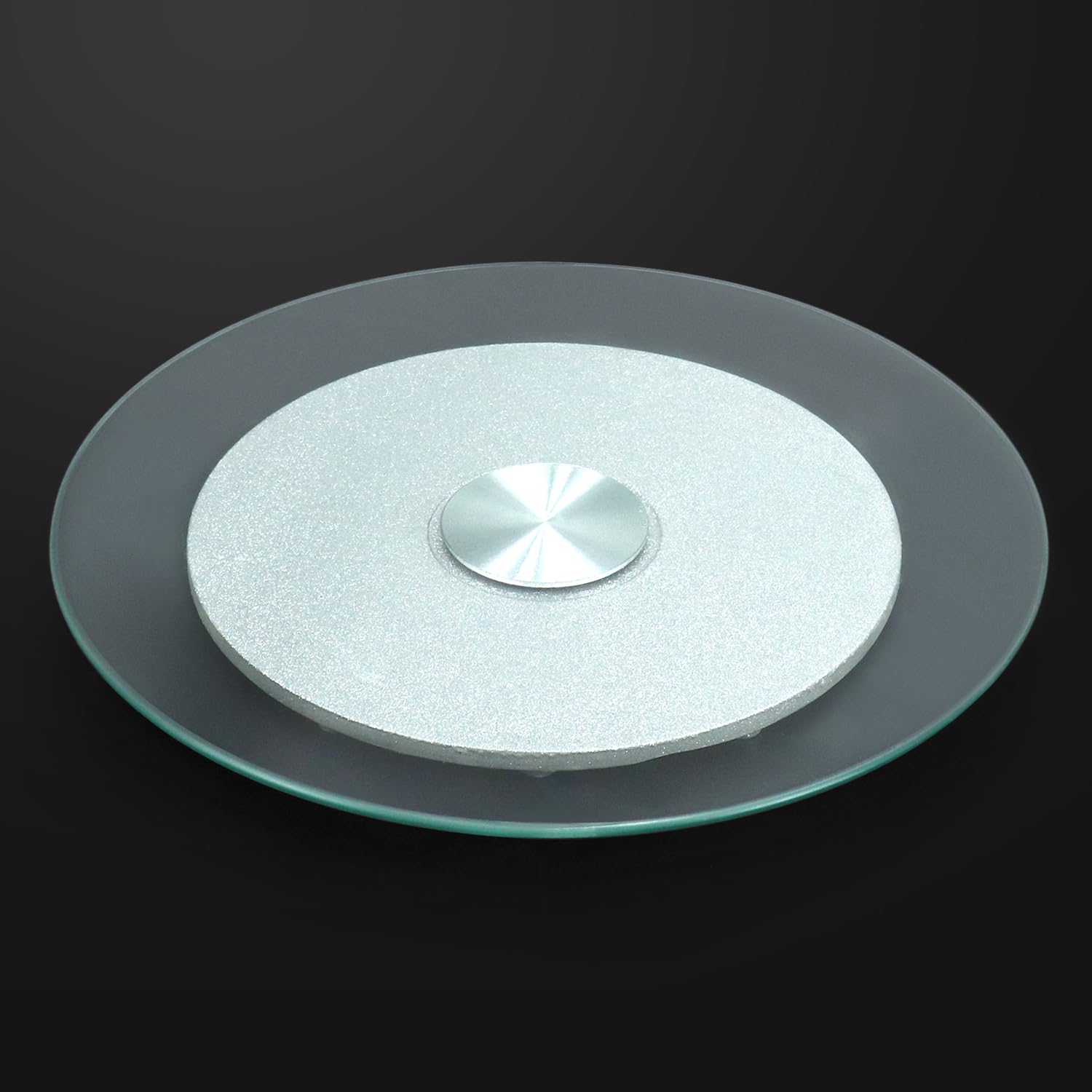 QWORK® Plateau de Service Rotatif Lazy Susan en Verre Trempé, Plateau Tournant Pivotant, 50 cm
