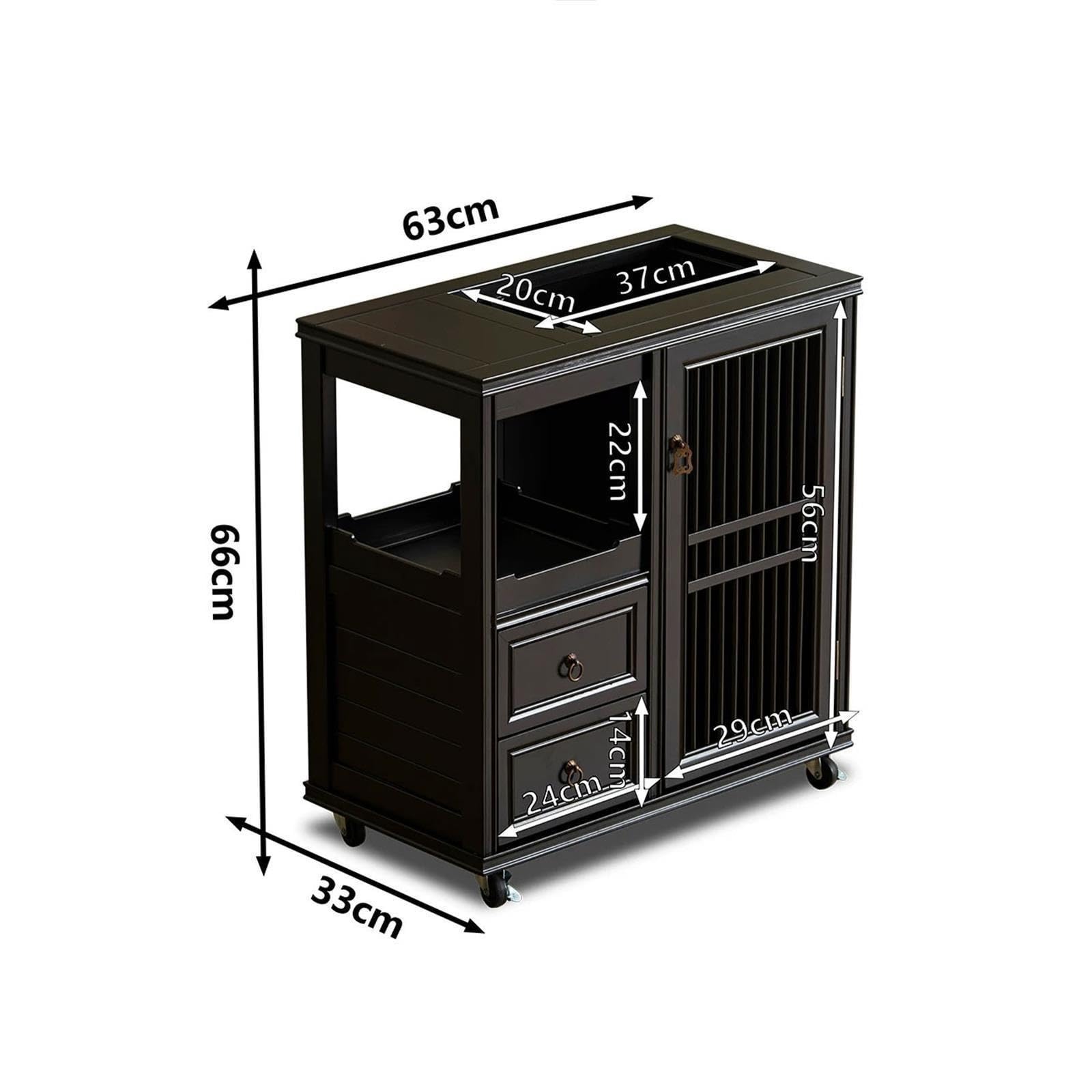Maison Meuble latéral de canapé Mobile en ébène avec revêtement Amovible